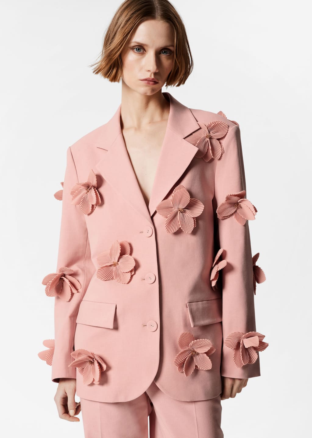 Floral-Appliqué Blazer - Pink - Lookbook