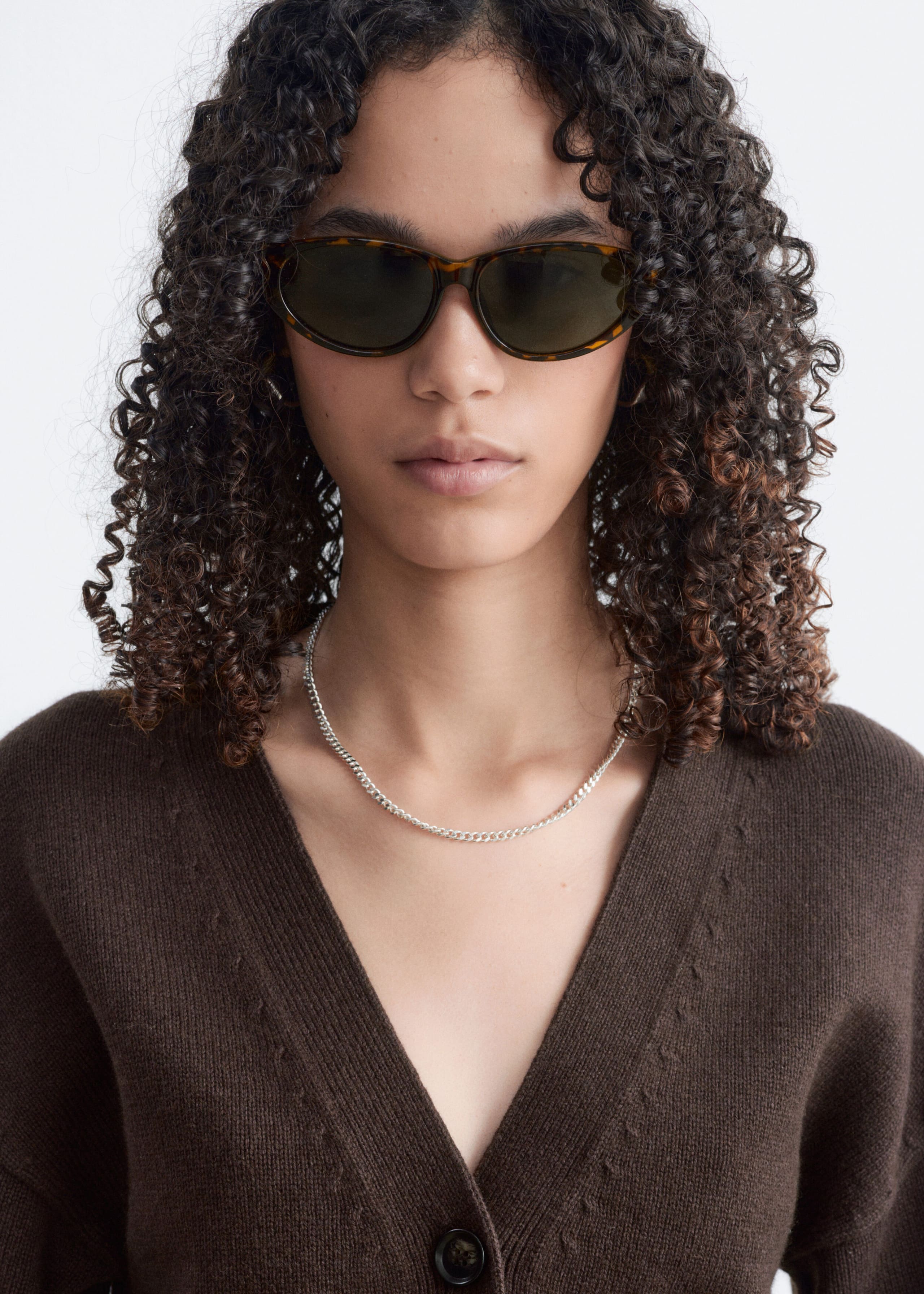Tapered Knit Cardigan - Dark Brown - Lookbook