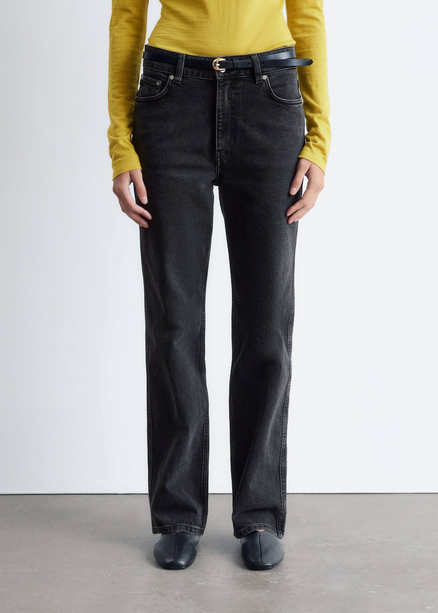 Jeans mit hohem Bund und weitem Bein - Schwarz/Hellblau/Mittelblaue Waschung - 6
