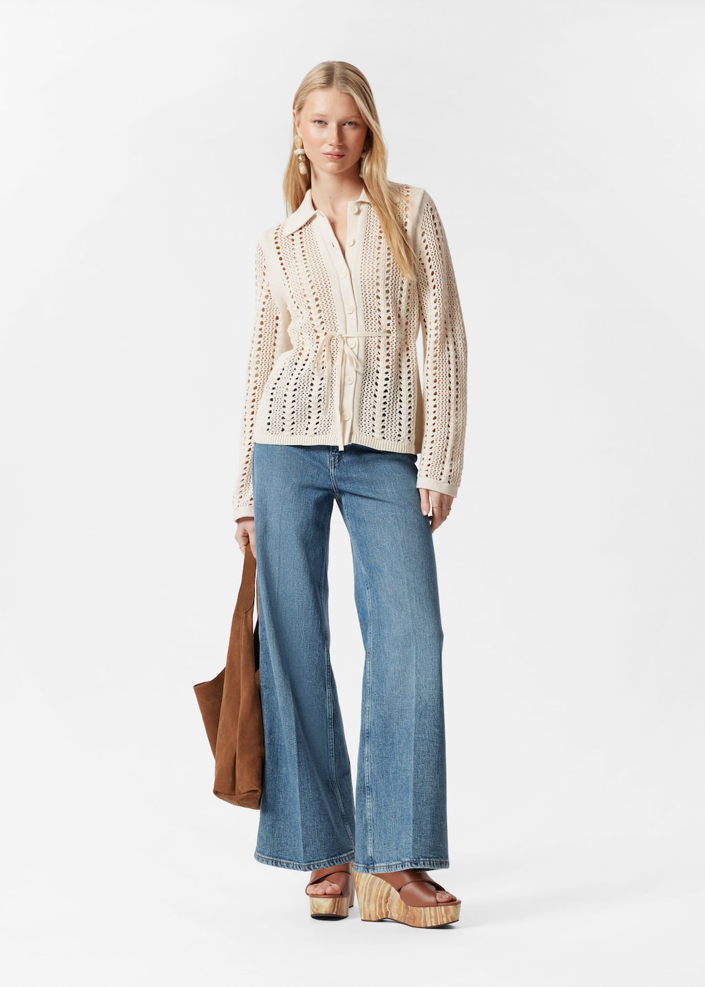 Image of Pointelle-Knit Cardigan