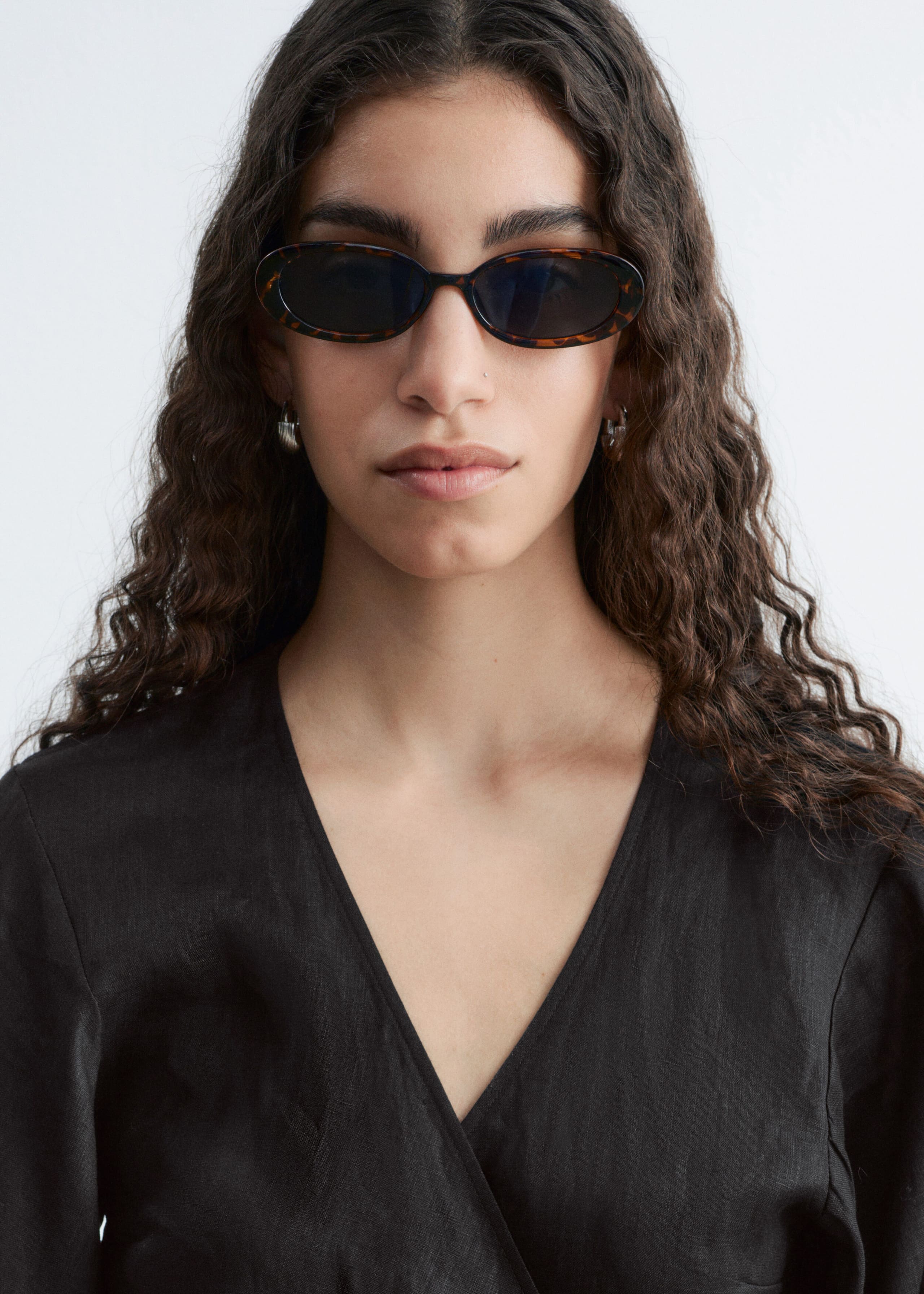 Image of Linen Wrap Mini Dress