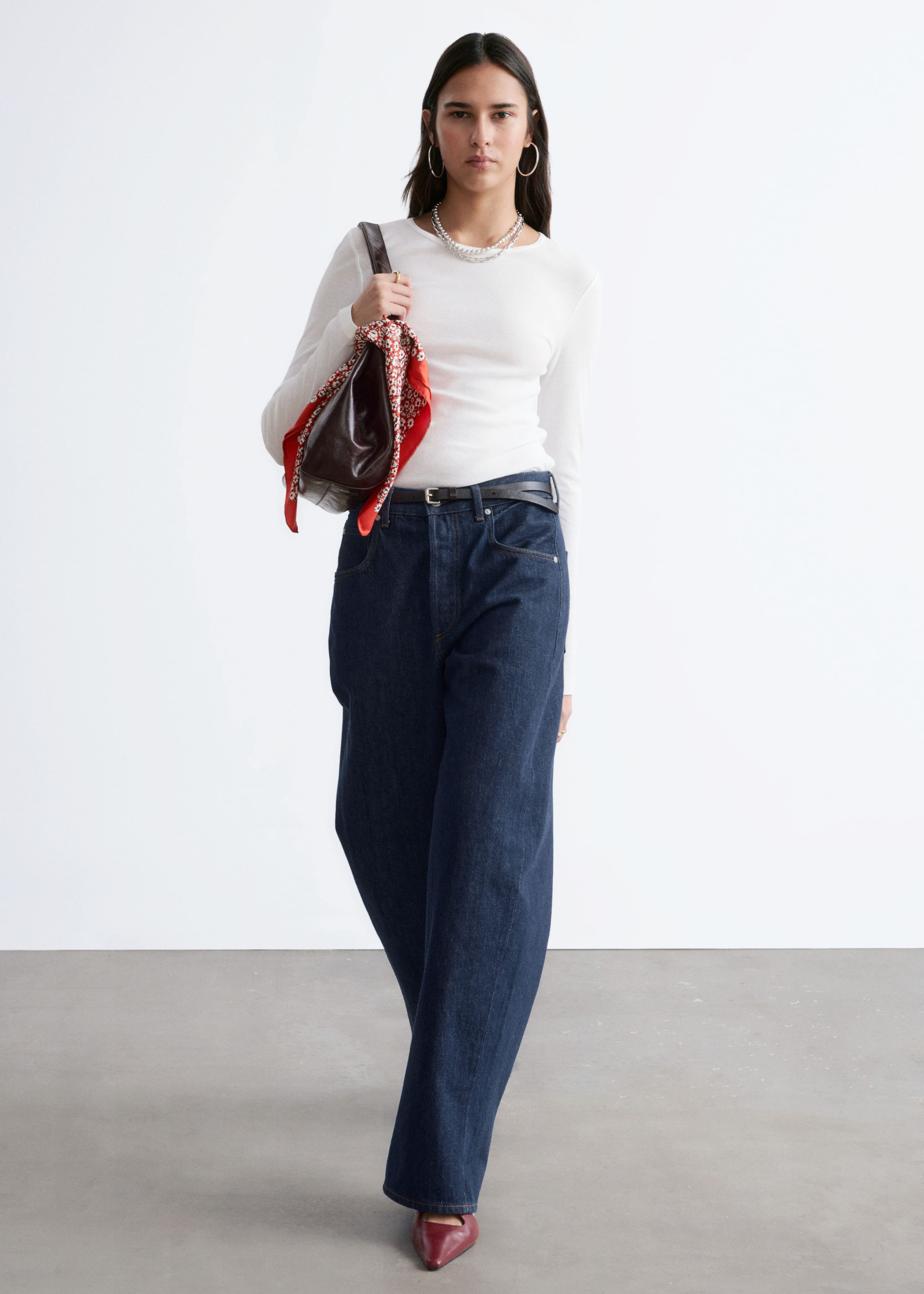 Maglia in cotone a maniche lunghe - Bianco - Lookbook