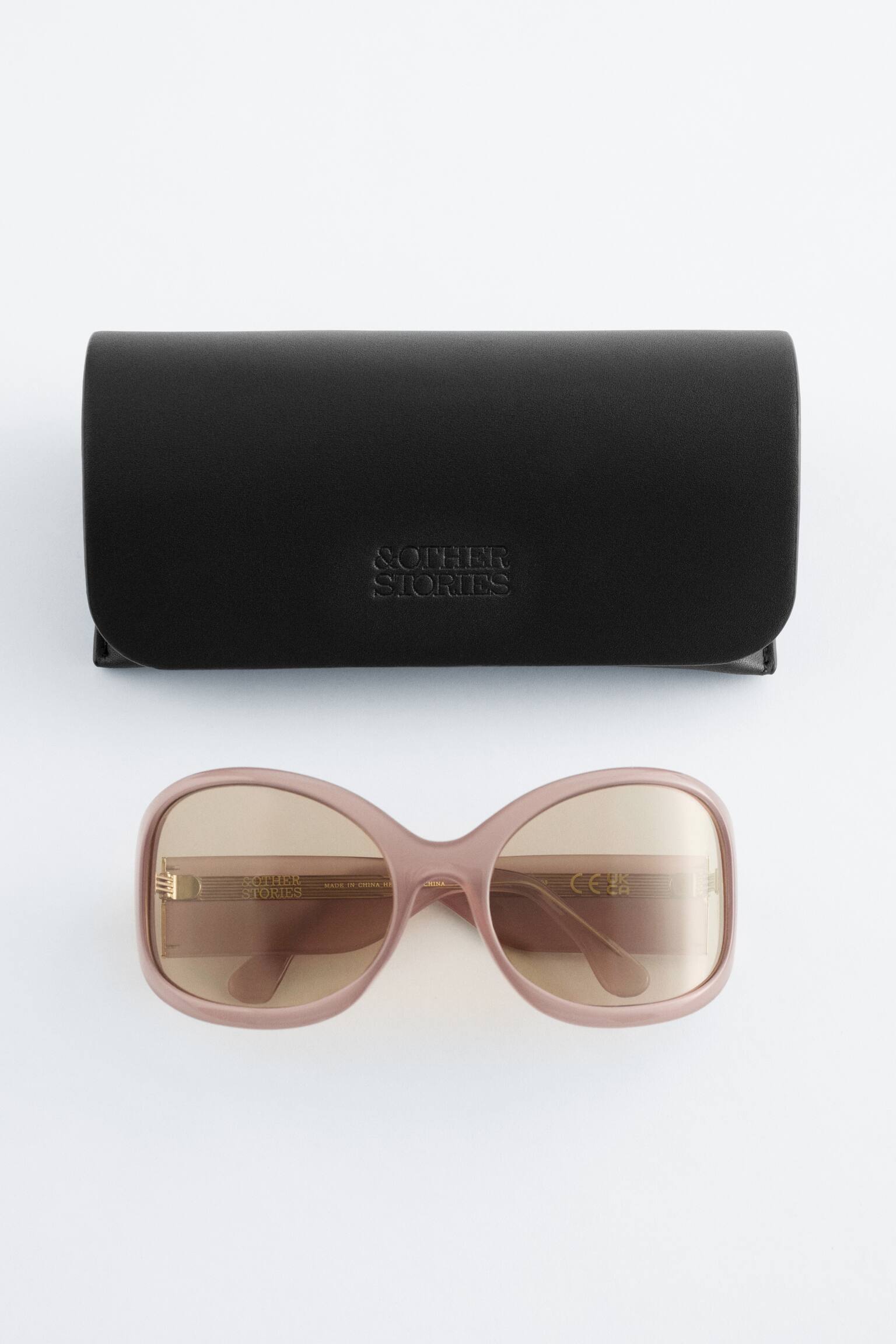 Duże owalne okulary przeciwsłoneczne - Przydymiony róż/Szary/Czarny - 3