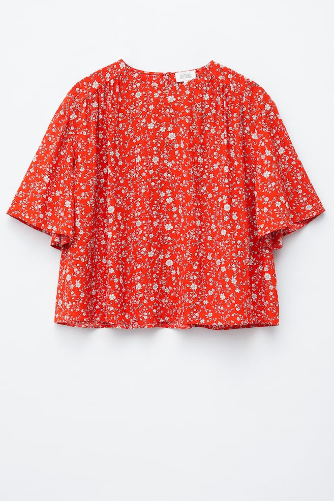 Blusa fruncida de crepé - Rojo/Estampado floral/Beige/Amarillo verdoso - 1