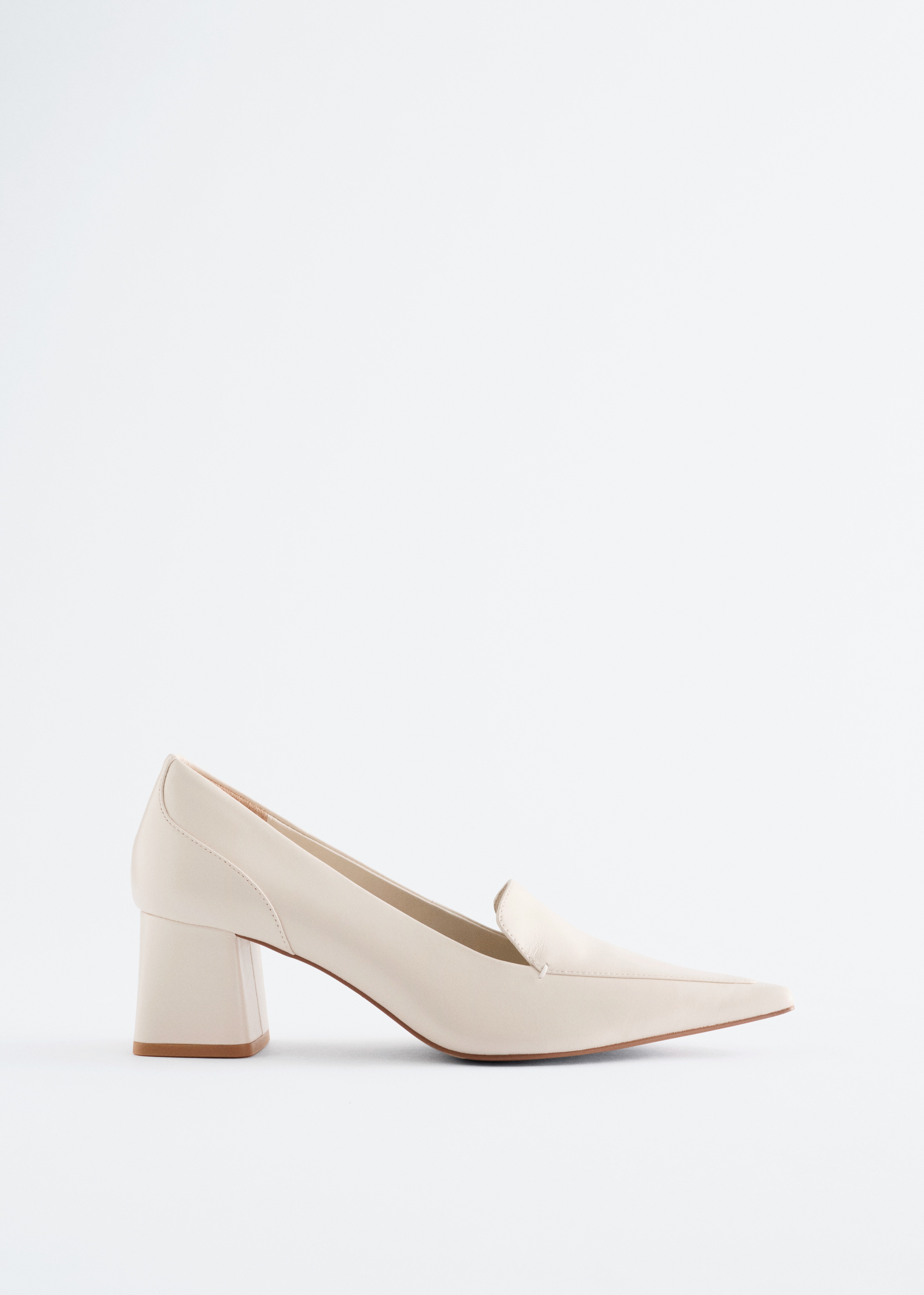 Zapatos de tacón de piel tipo mocasín - Crema/Negro