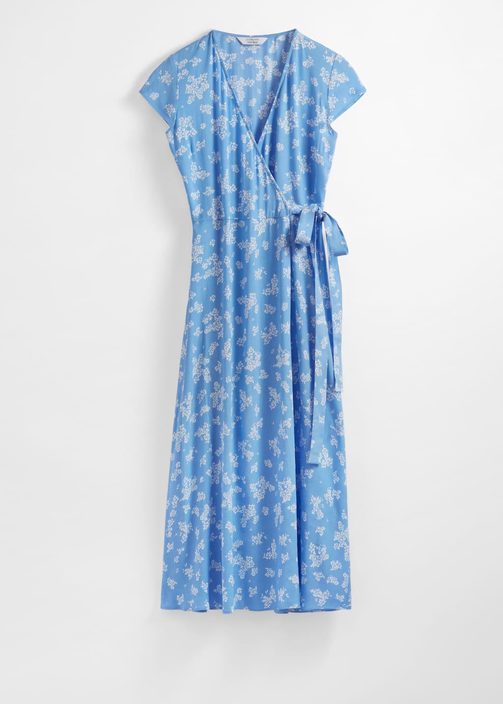 Printed Midi Wrap Dress - Blue Print - Still Life