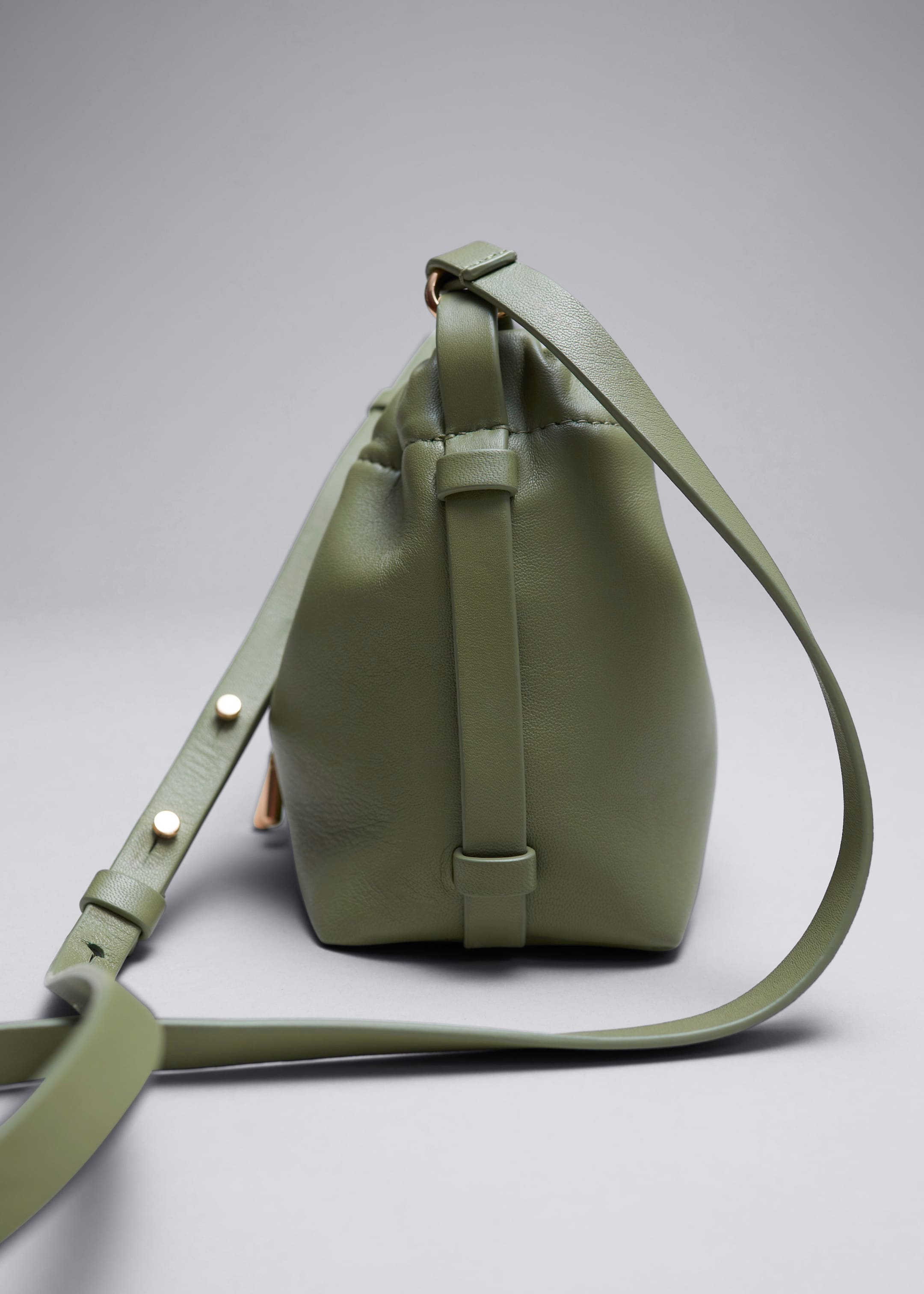 View larger image: Small Leather Drawstring Tote - Green - Ladies | H&M GB 2