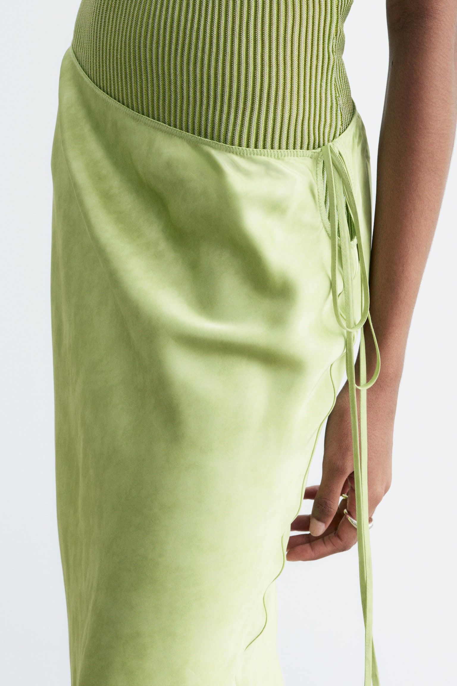 Satijnen sliprok tot op de knie - Lichtgroen - 8