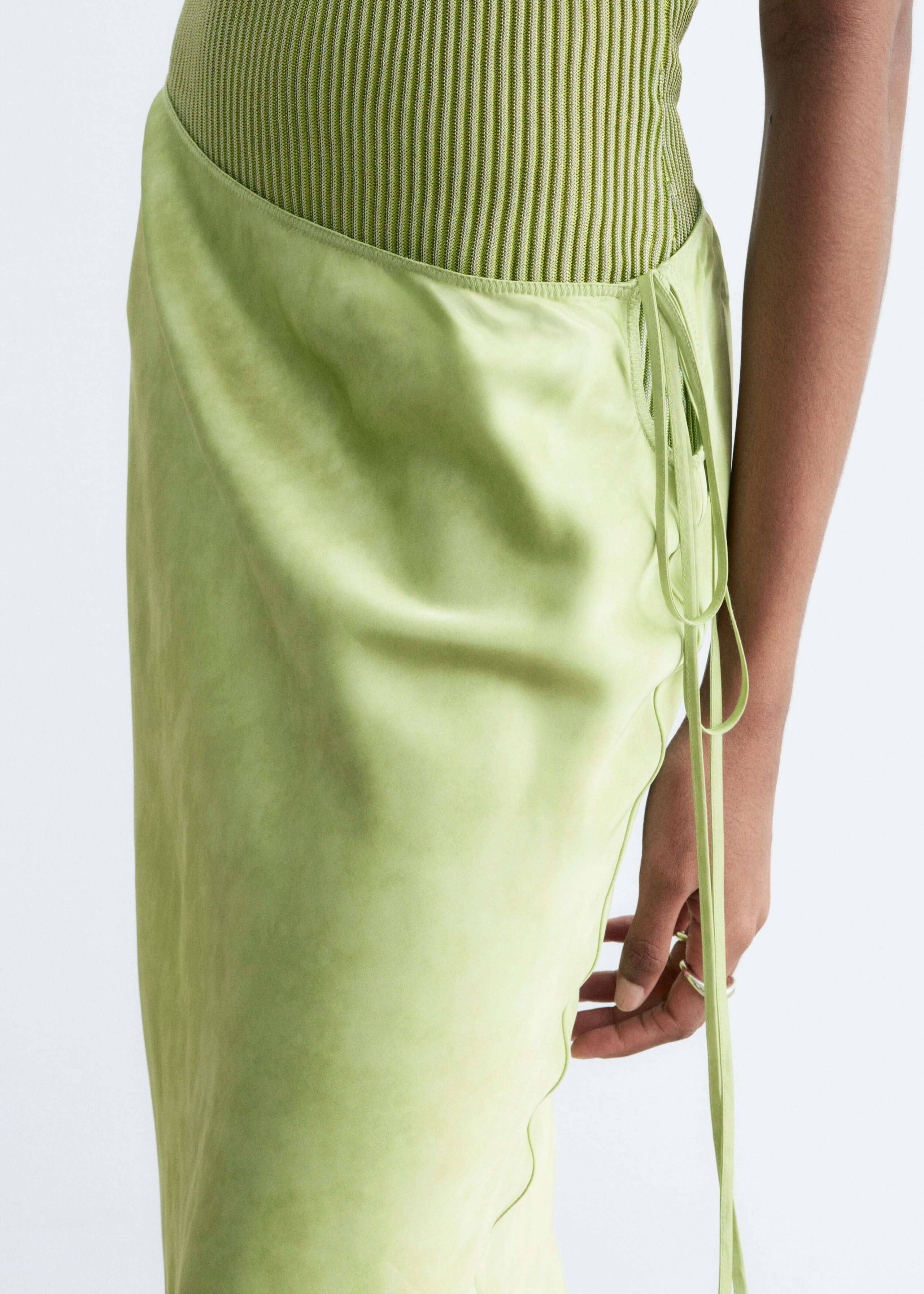 Image of Satin Knee-Length Slip Skirt