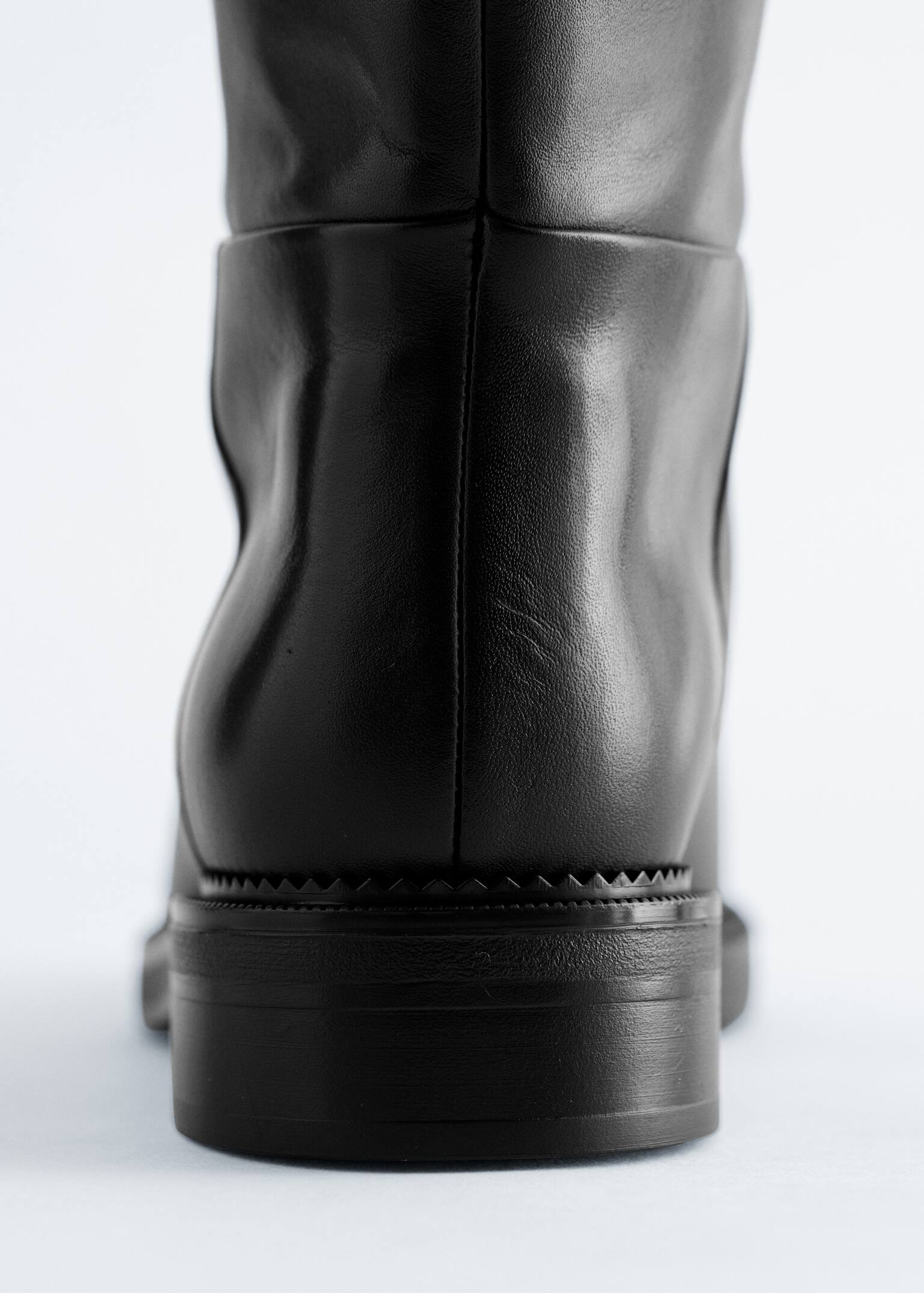 Leather Knee Boots - Black - 4
