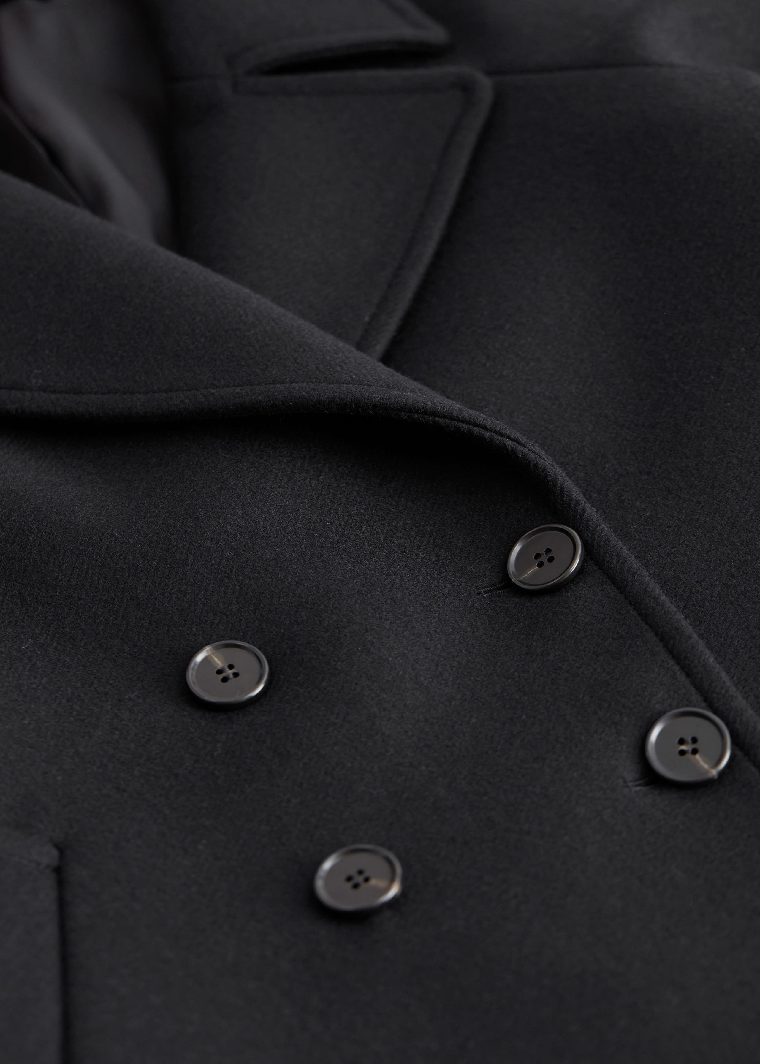 Double-Breasted Wool Pea Coat - {{variantName}} - Descriptive Detail