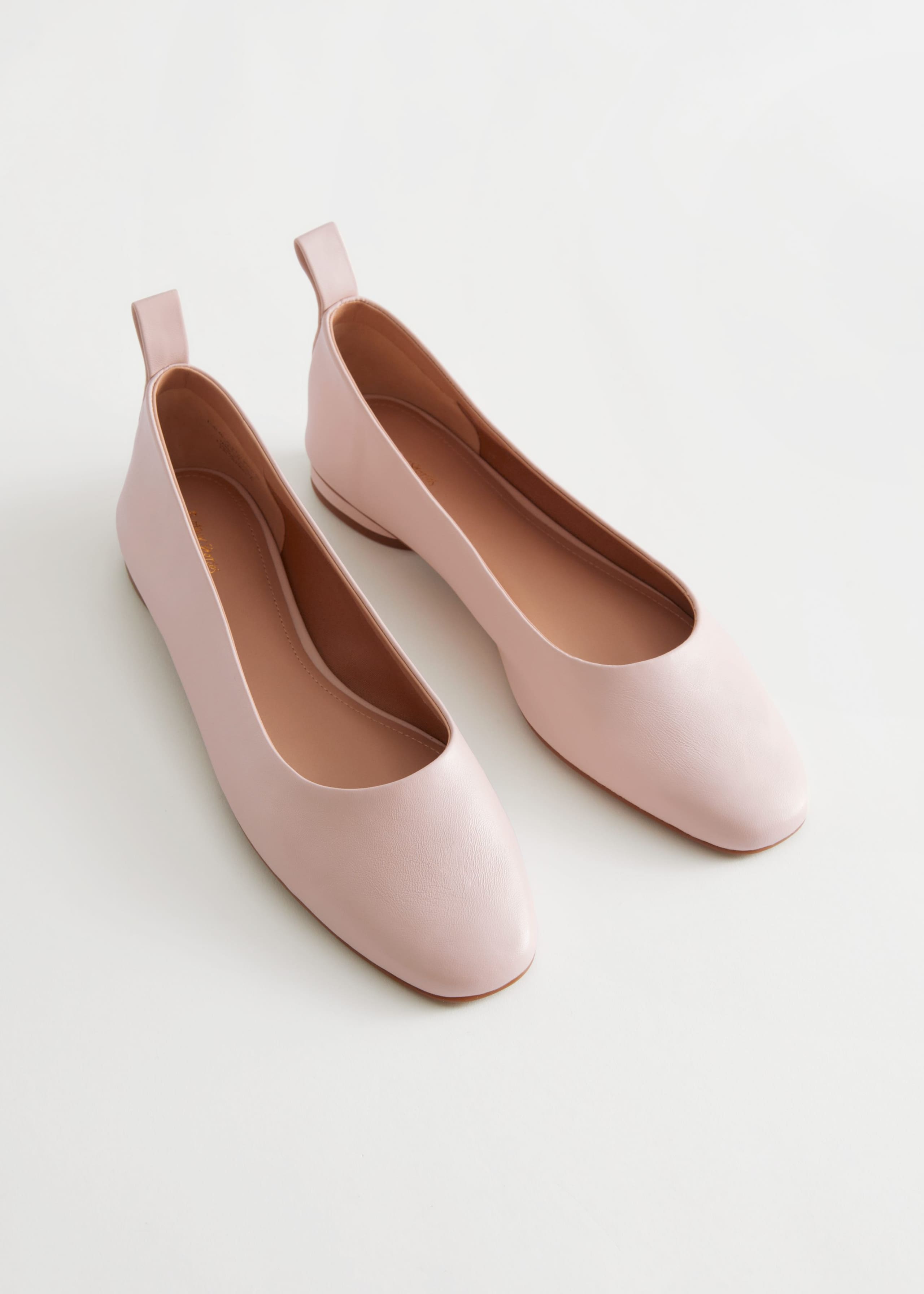 Image of Almond Toe Leather Ballerina Flats