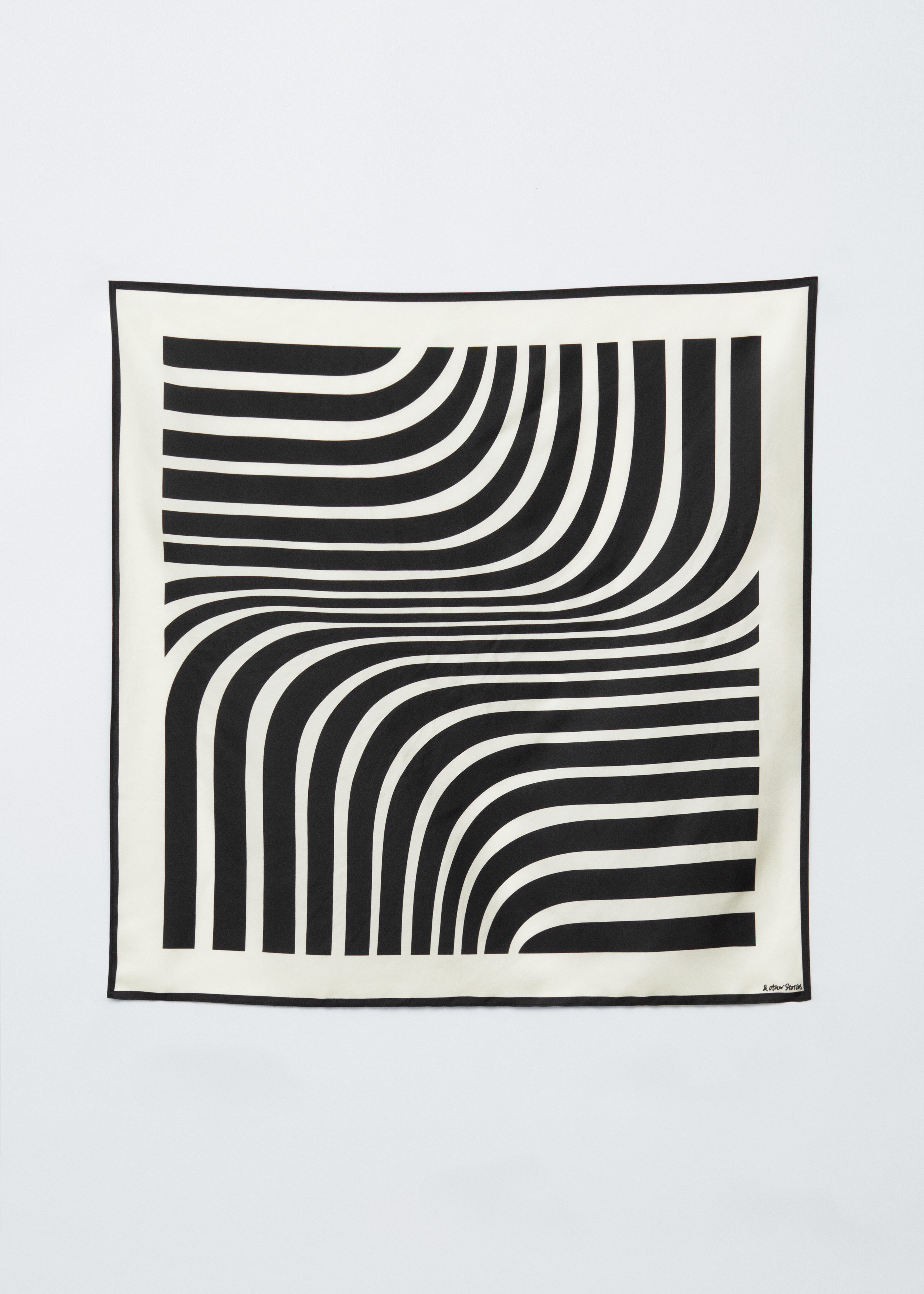 Graphic-Print Square Silk Scarf - Black/Cream - Accessories