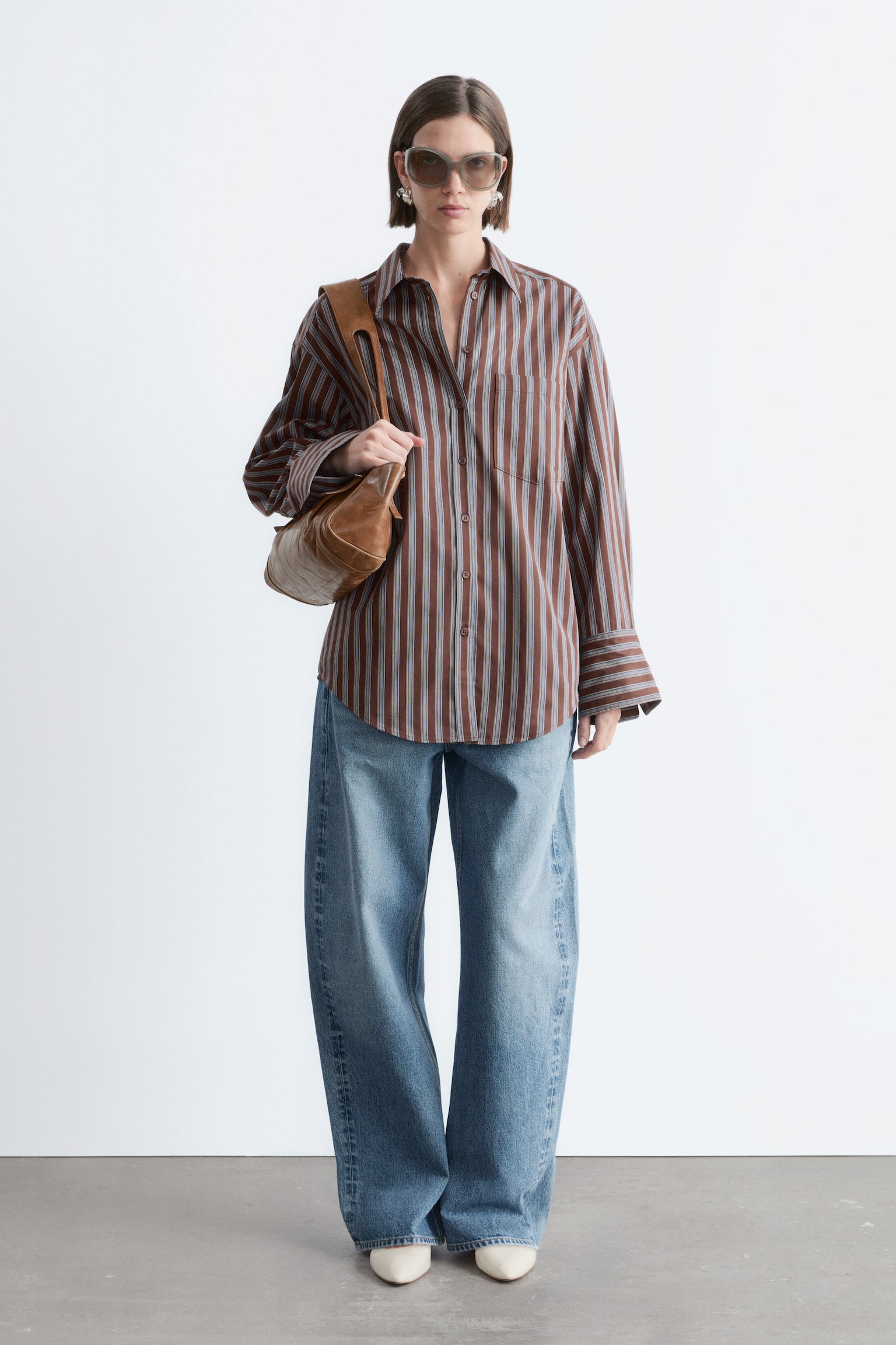 Camisola de algodão - Riscas em castanho/azul/Branco/Riscas/Rosa/Riscas vermelhas/Bege escuro - 7