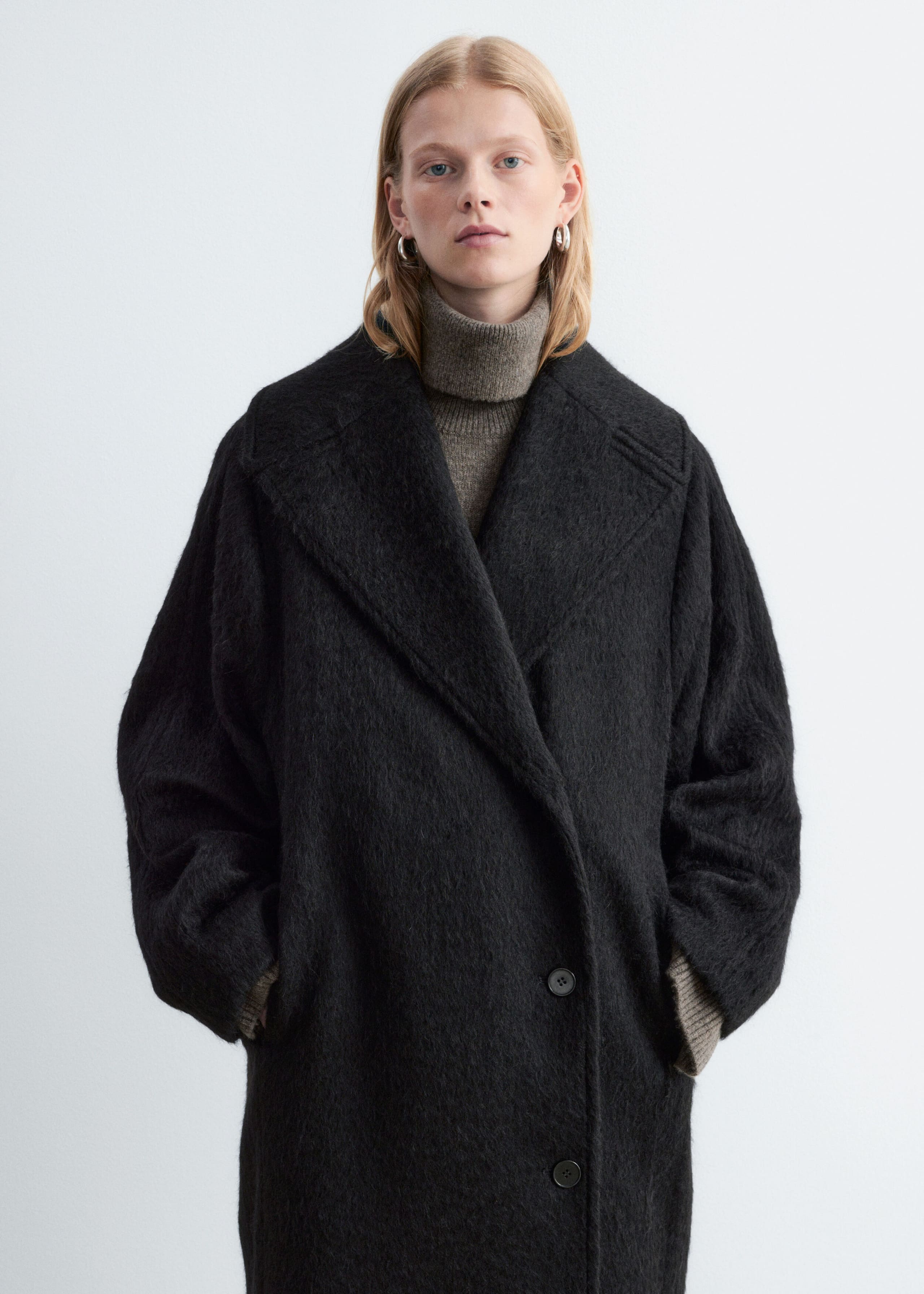 Oversized Wool Coat - Black - Lookbook