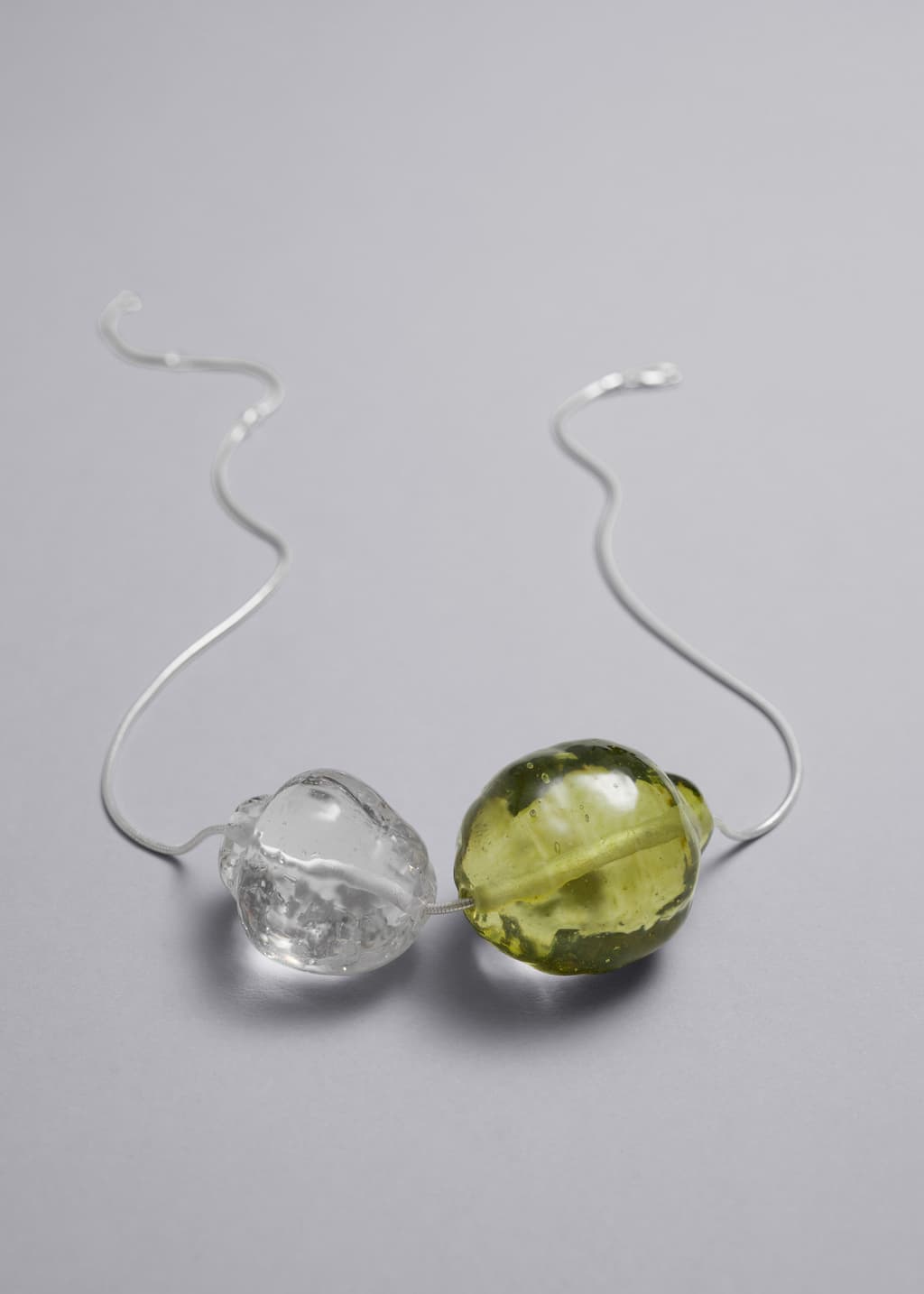 Collana in argento sterling con perle in vetro - Argento - Natura morta