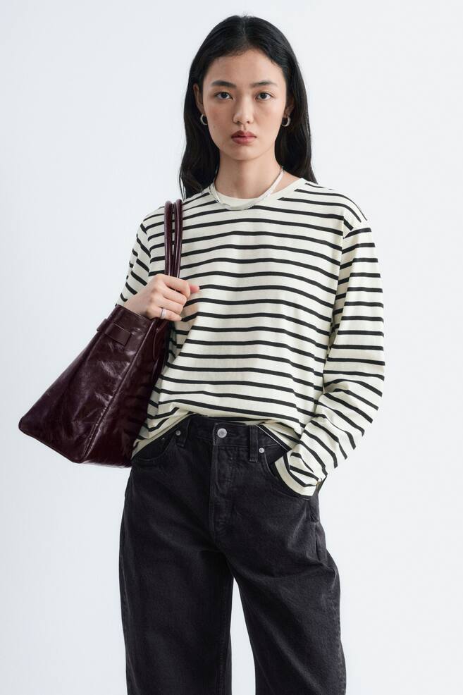 Cotton Jersey Top - Off White/Stripes/White - 1