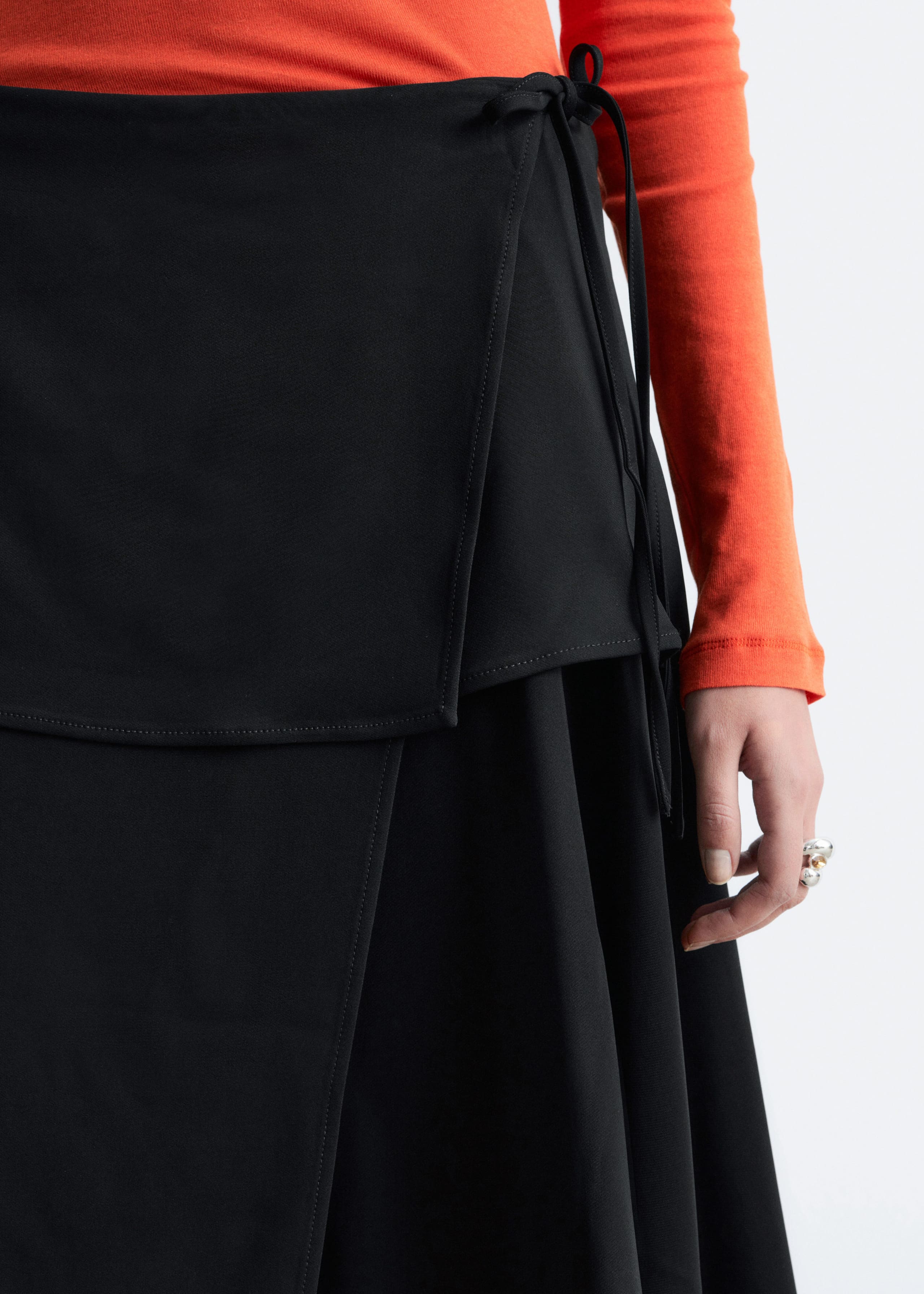 Image of Asymmetric Wrap Midi Skirt