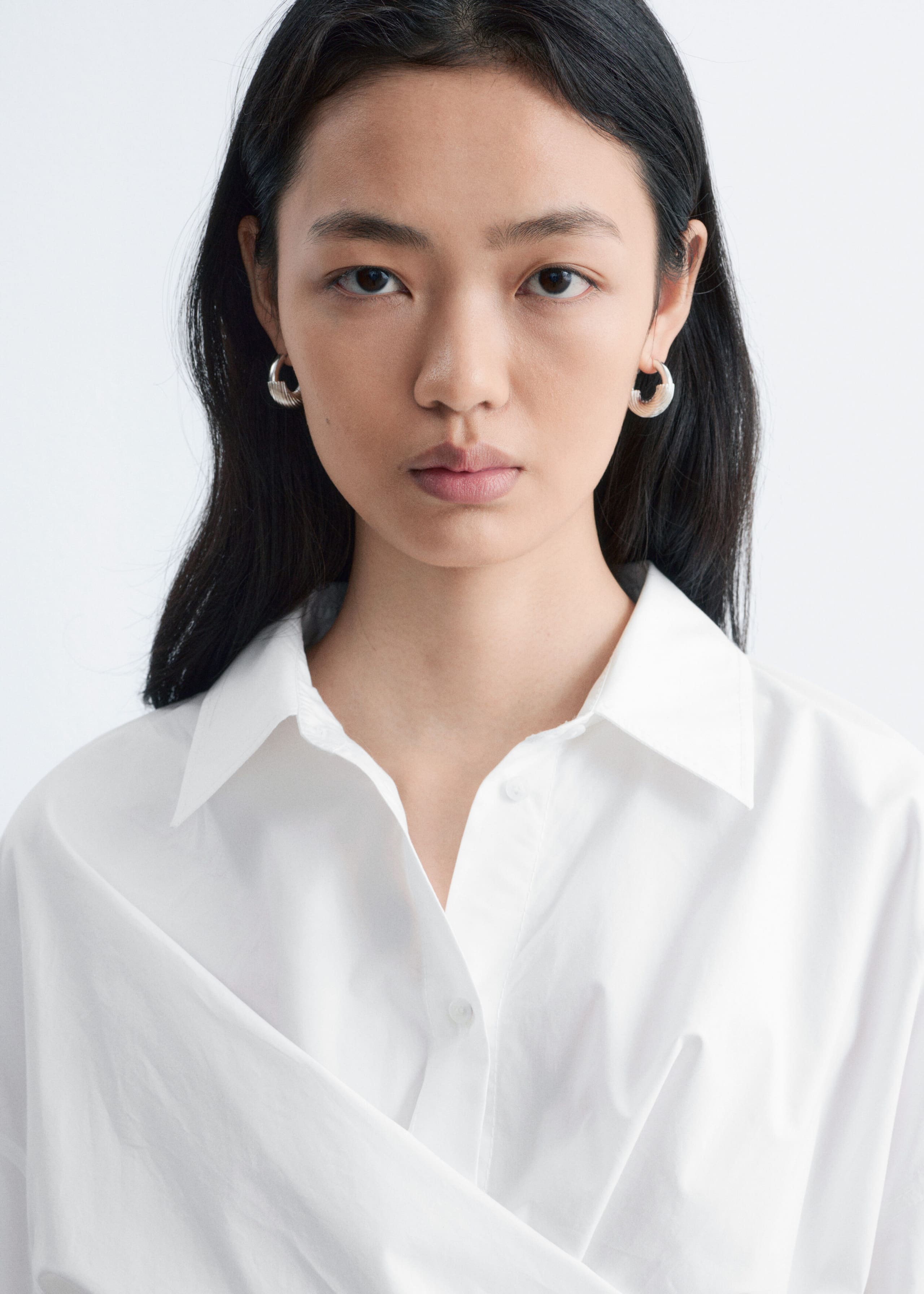 Image of Tie-Waist Cotton Shirt