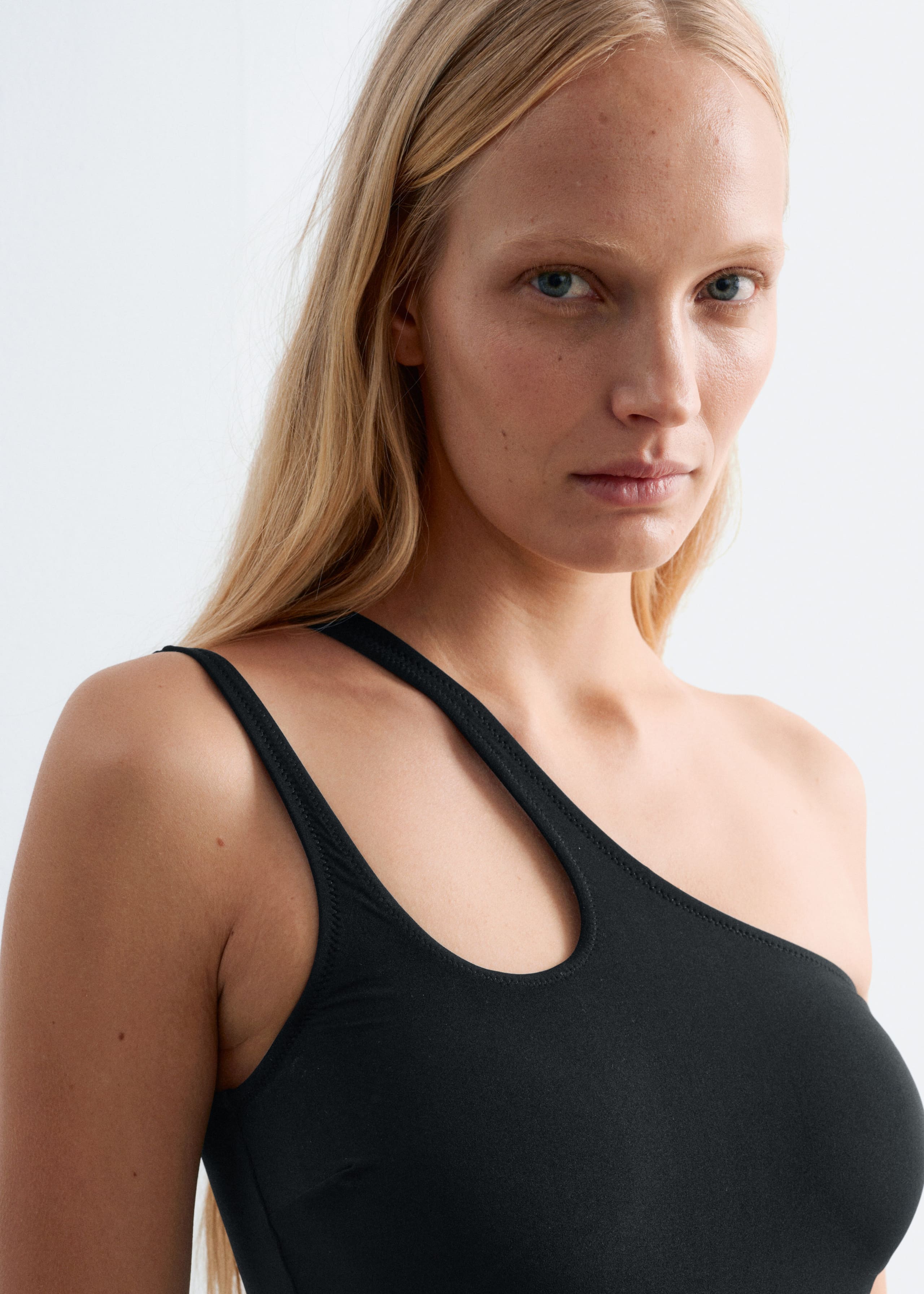 Image of Cut-Out One-Shoulder Swimsuit