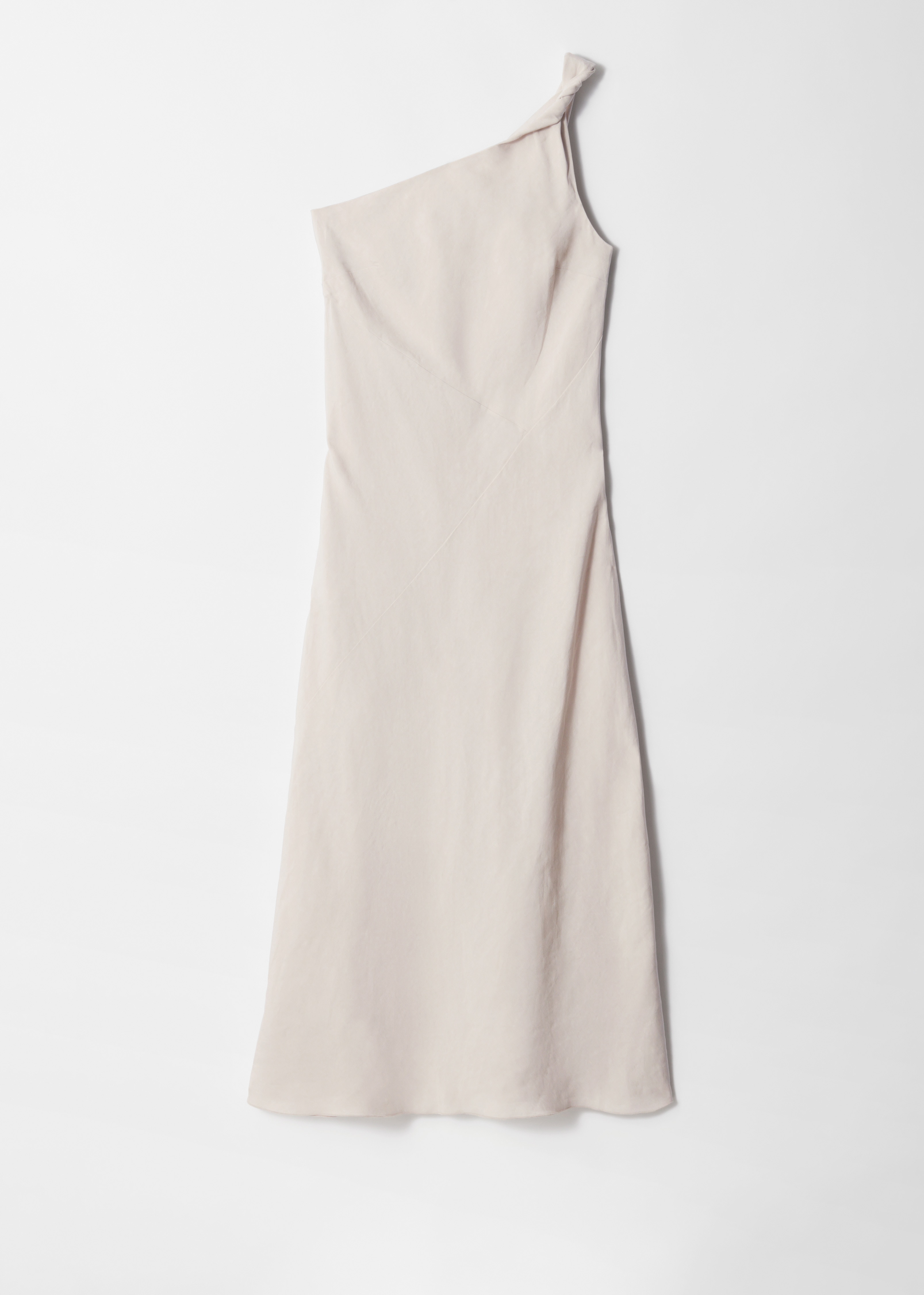 Abito midi monospalla - Beige/Giallo pastello/Marrone scuro