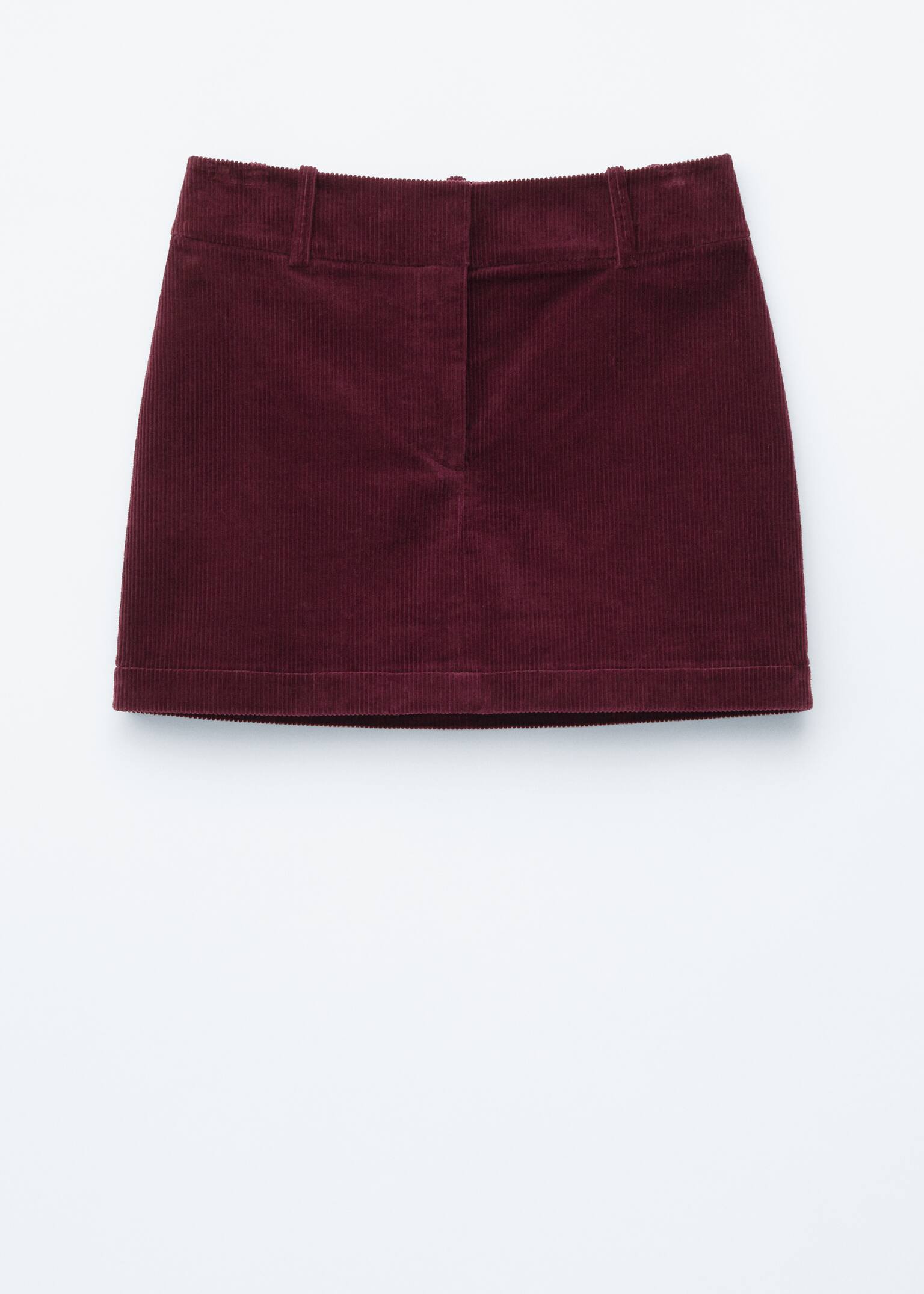 Corduroy Mini Skirt - Dark Red/Dark Brown - 2