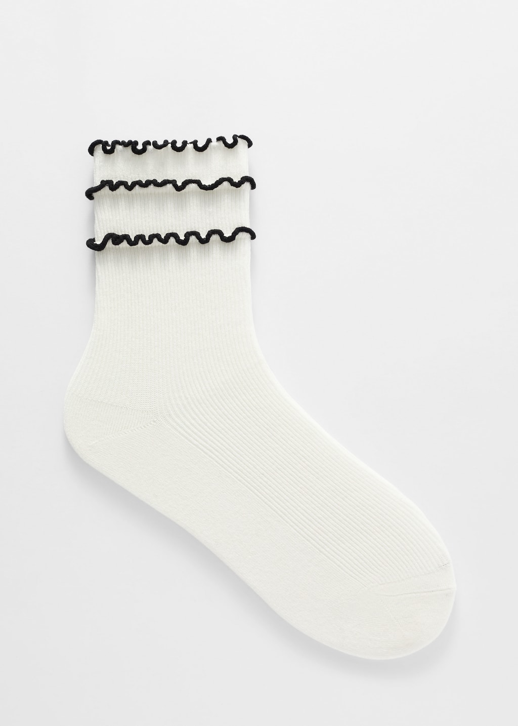 Triple Frill Socks - White/Black - Still Life