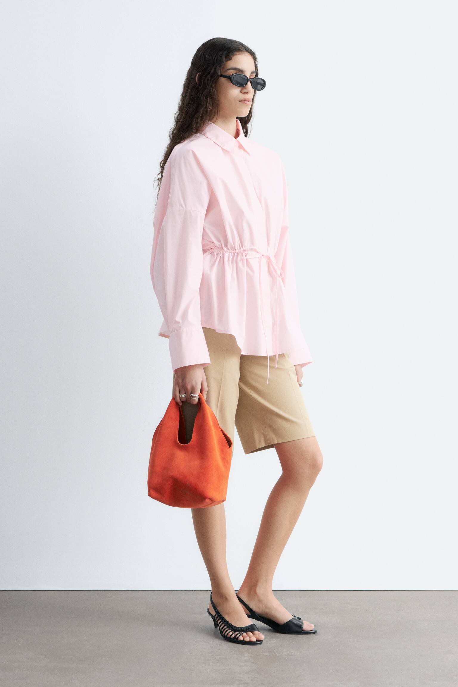 Hemd aus Baumwoll-Popeline mit Kordelzug - Rosa - 3