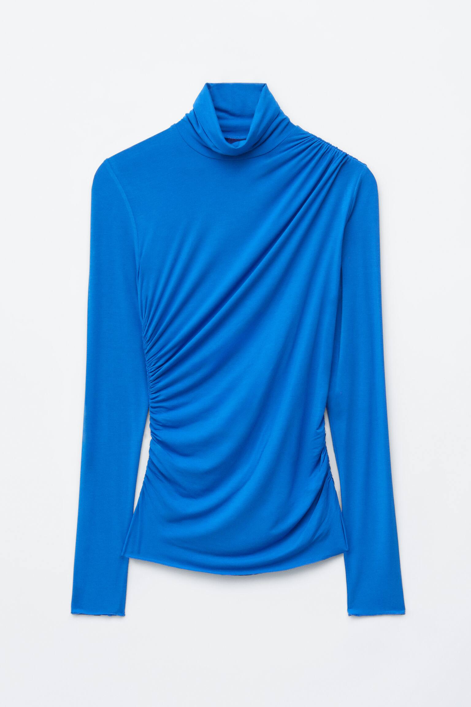 Poimutettu korkeakauluksinen paita - Kirkkaansininen/Keltainen/Punainen