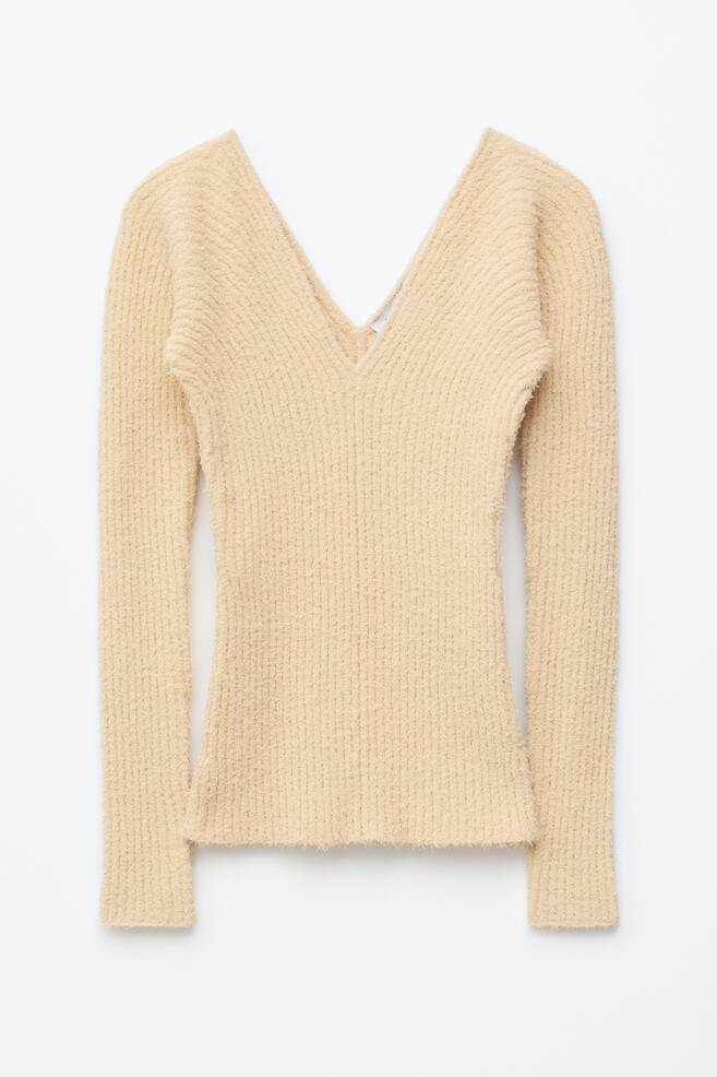 Rib-Knit V-Neck Top - Butter Yellow - 1
