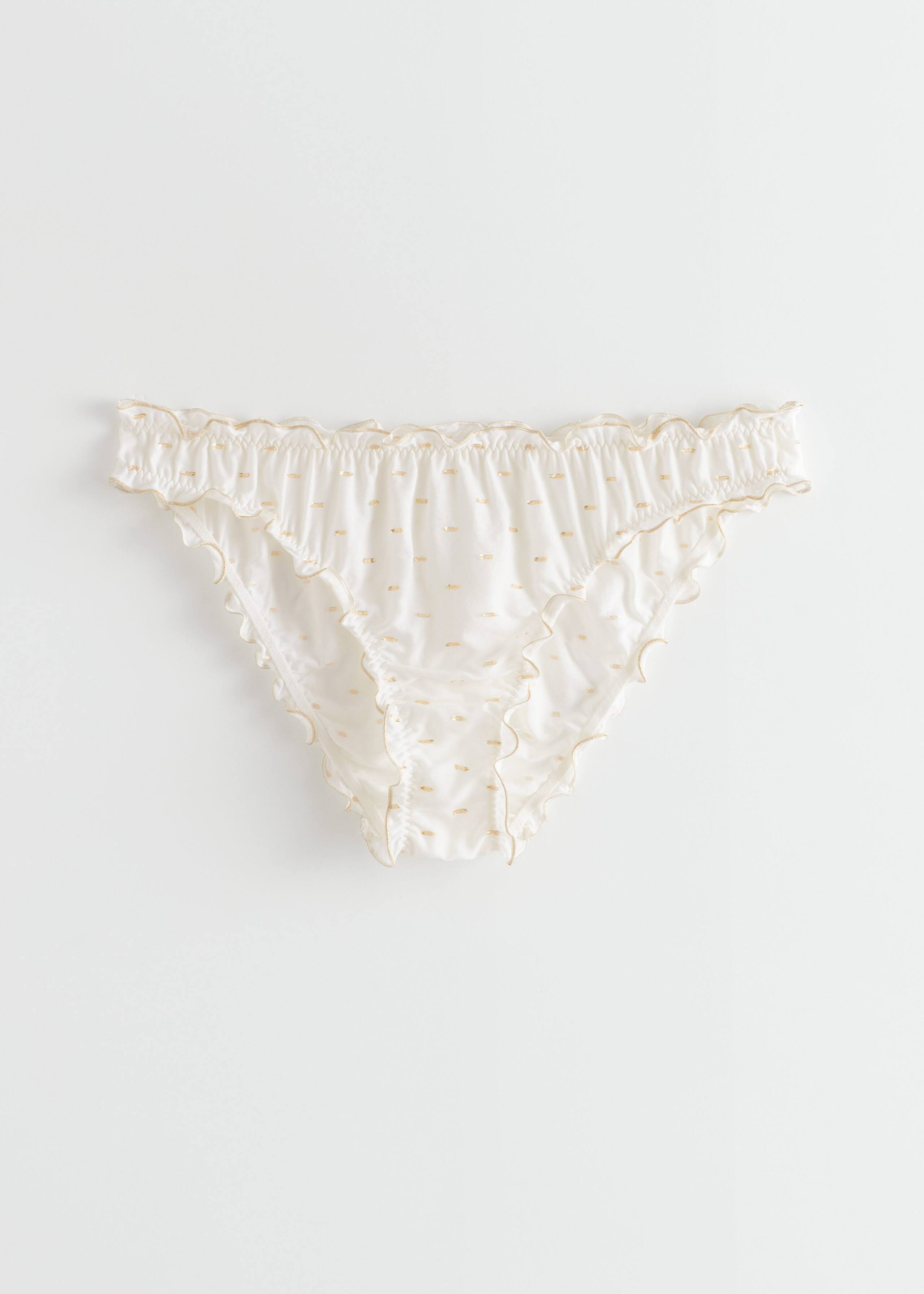 Ruffled Glitter Pattern Briefs - White Gliter - Natura morta