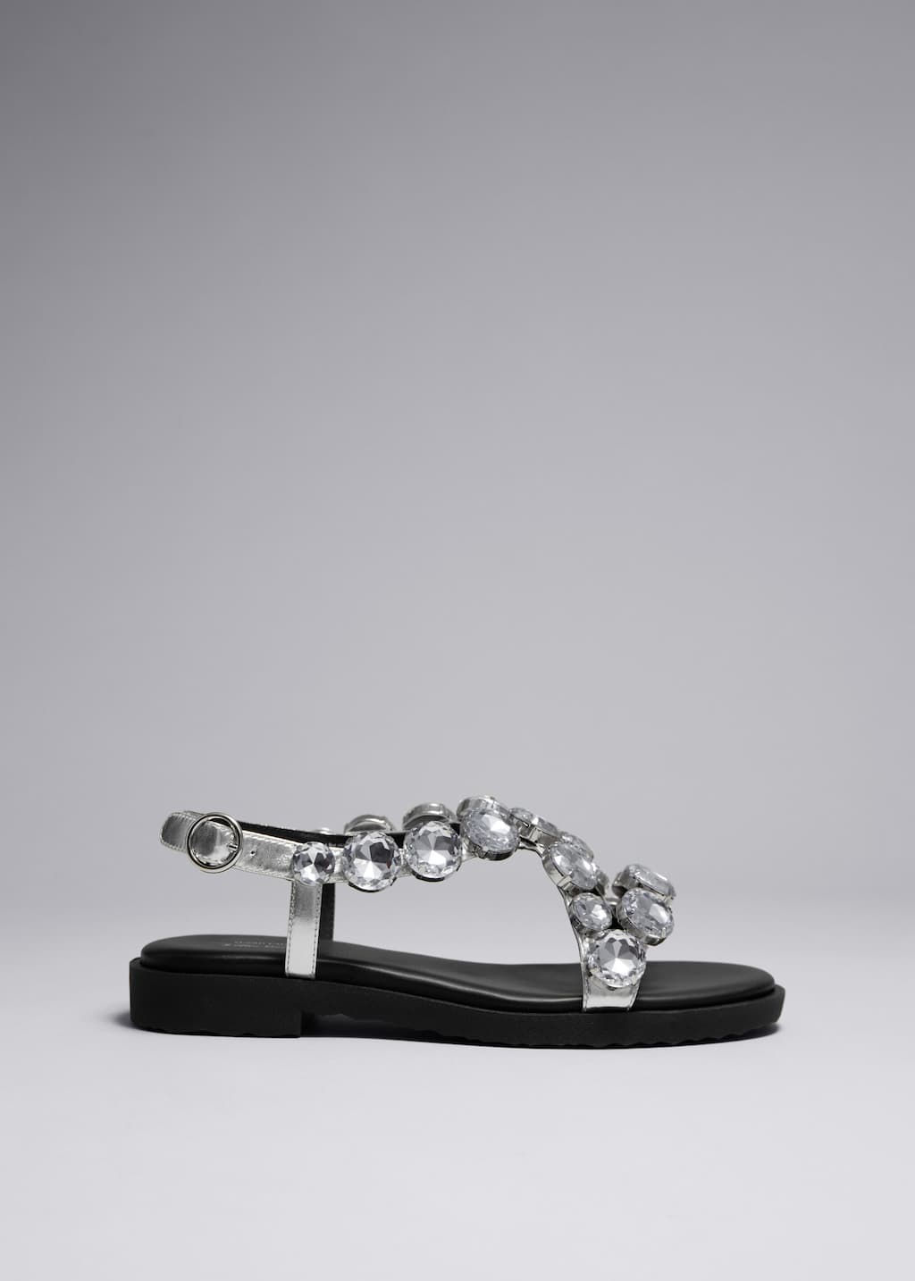 Crystal-Embellished Leather Sandals