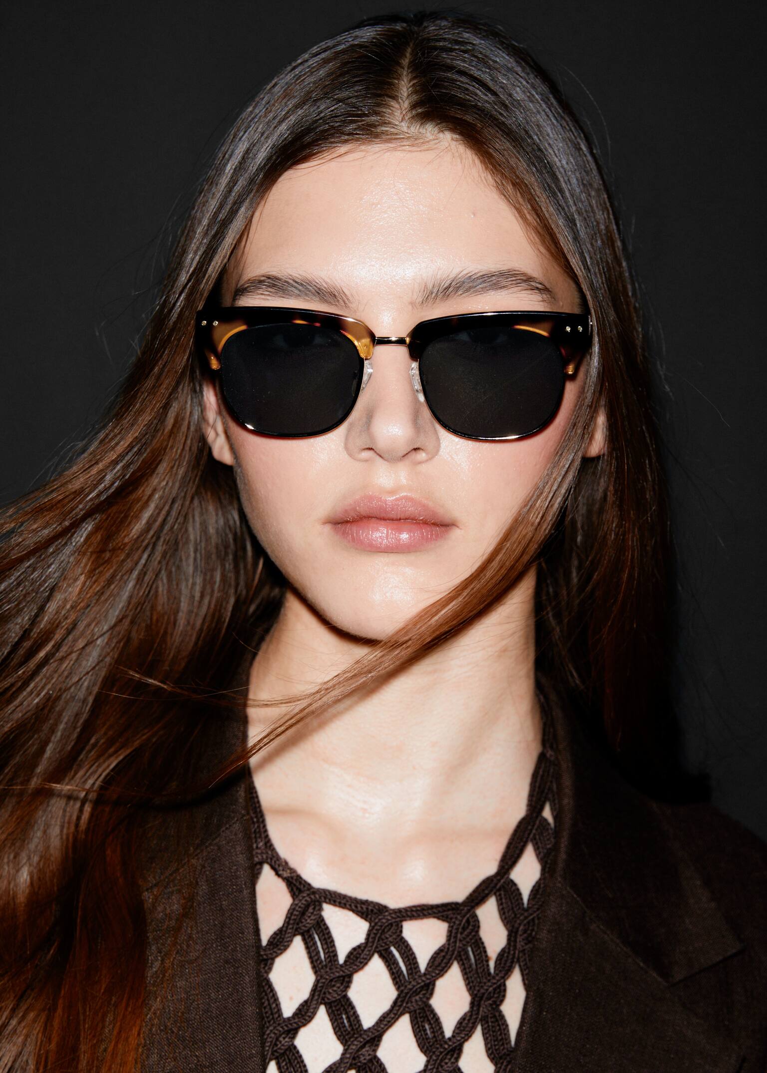 Klassische Sonnenbrille mit D-förmigem Rahmen - Schildpatt