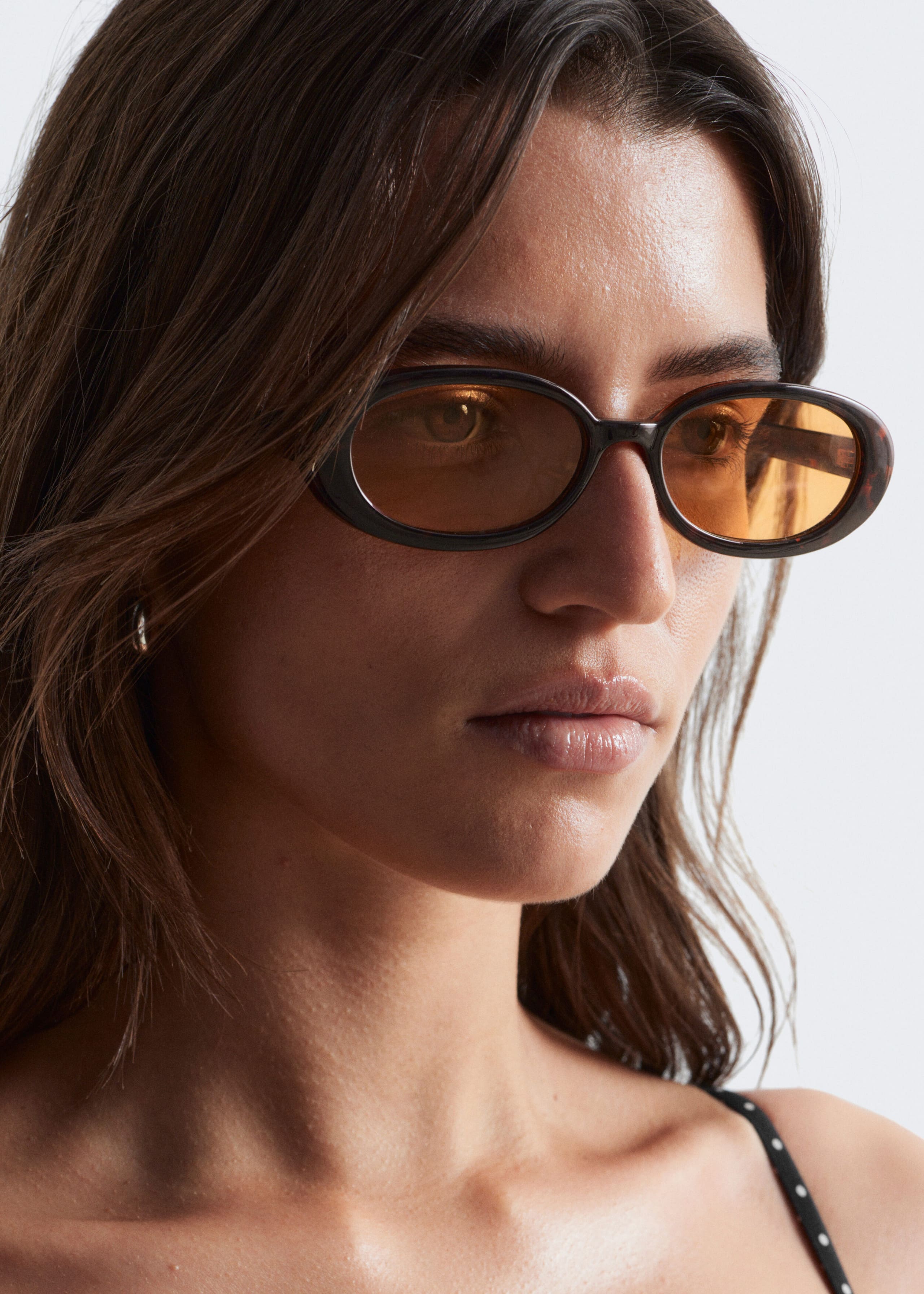 Image of Slim Oval-Frame Sunglasses