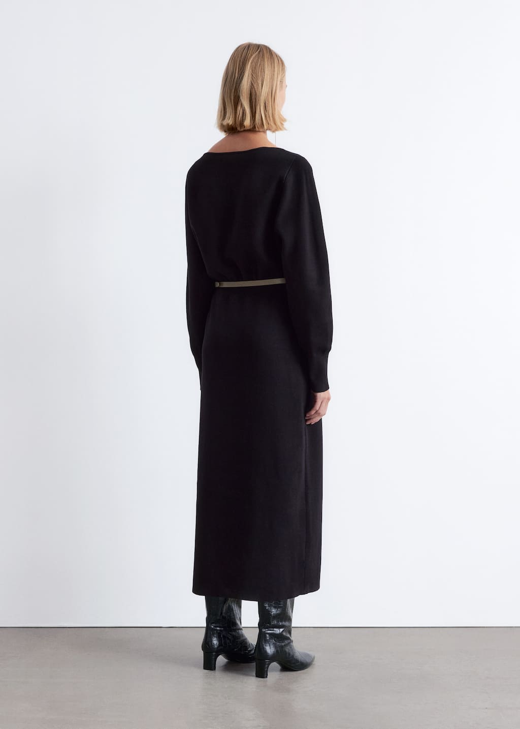 Vestido midi con aberturas - Negro - Lookbook