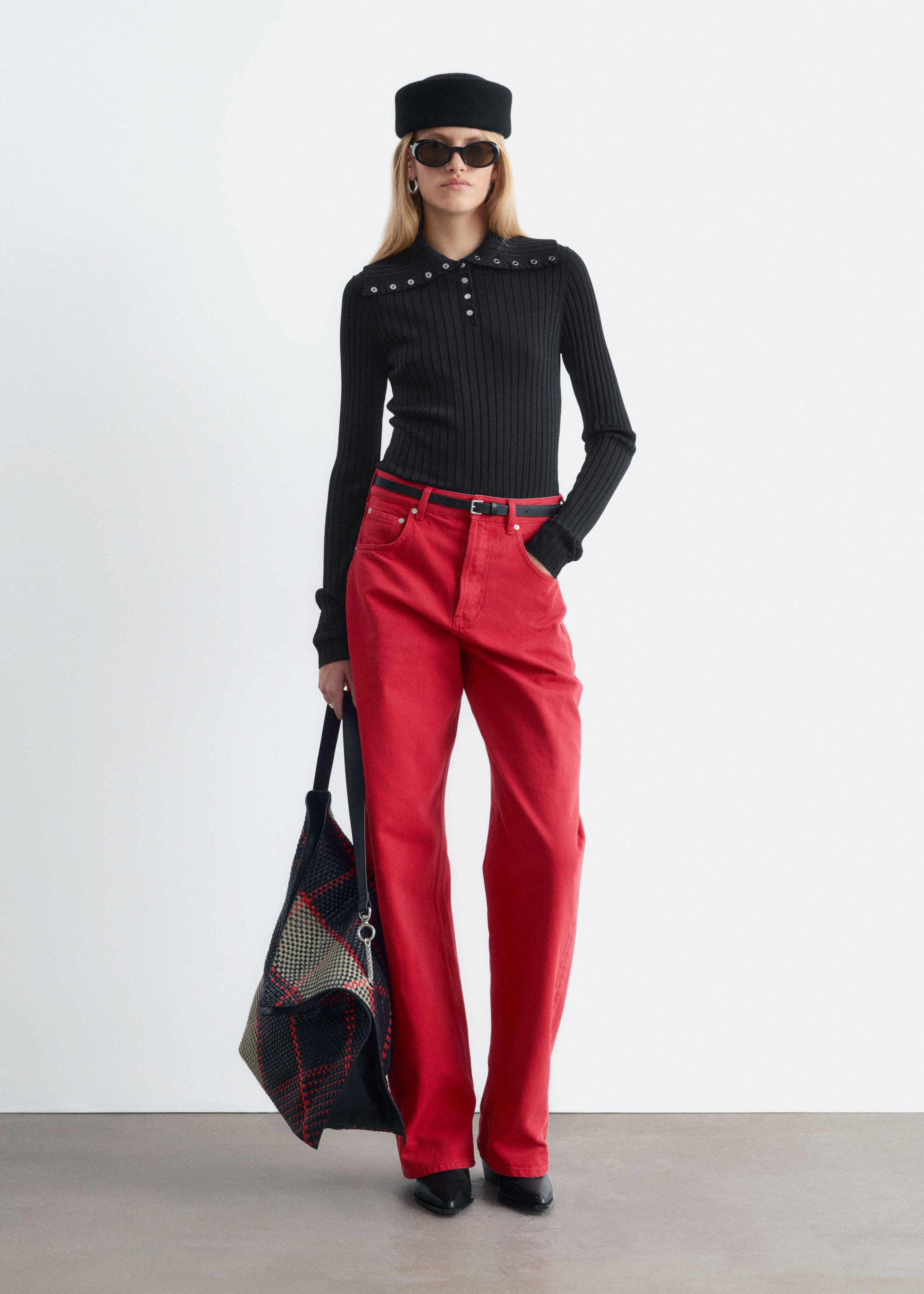 Barrel-Leg Jeans - Red - Lookbook