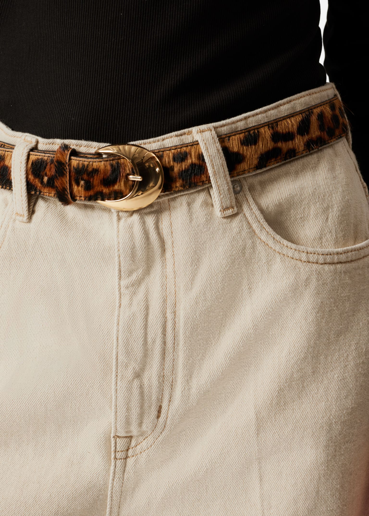 Pantaloni scurți denim cu crac larg - Bej/Albastru Mediu/Negru - 8