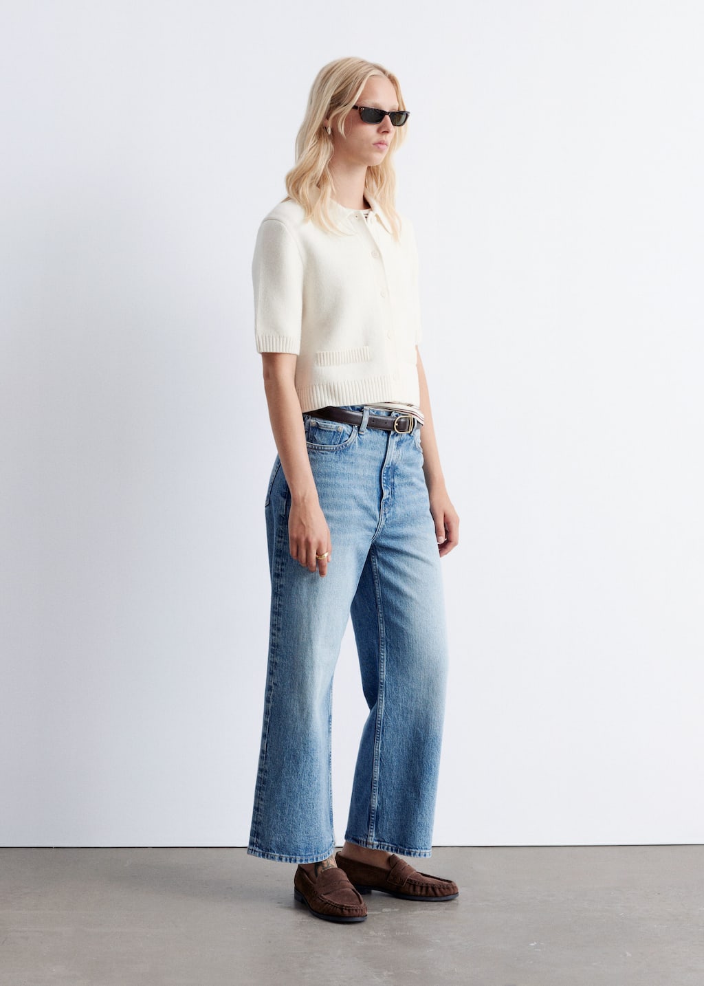 Image of Knitted Short-Sleeve Cardigan