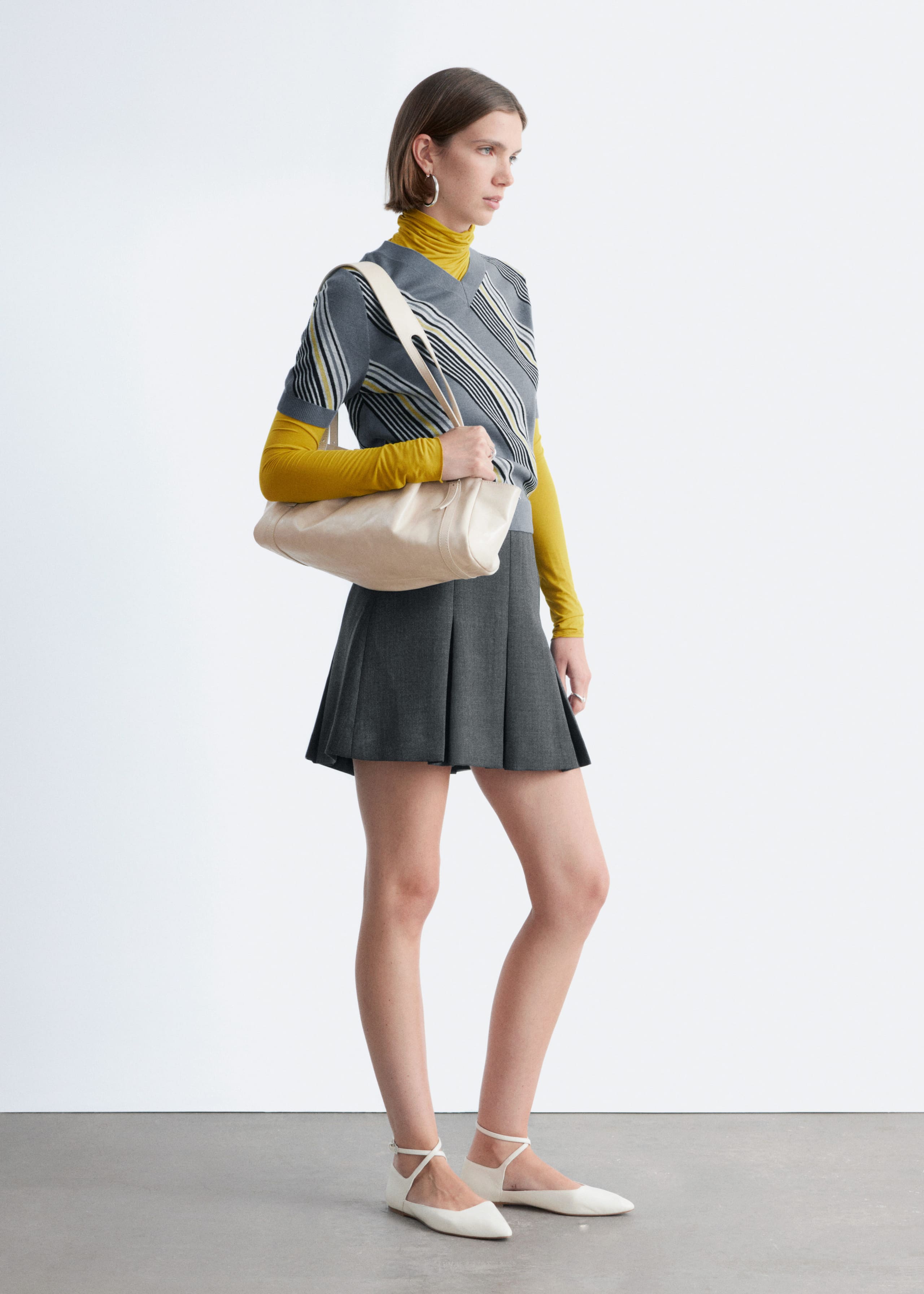 Image of Pleated Wool Mini Skirt