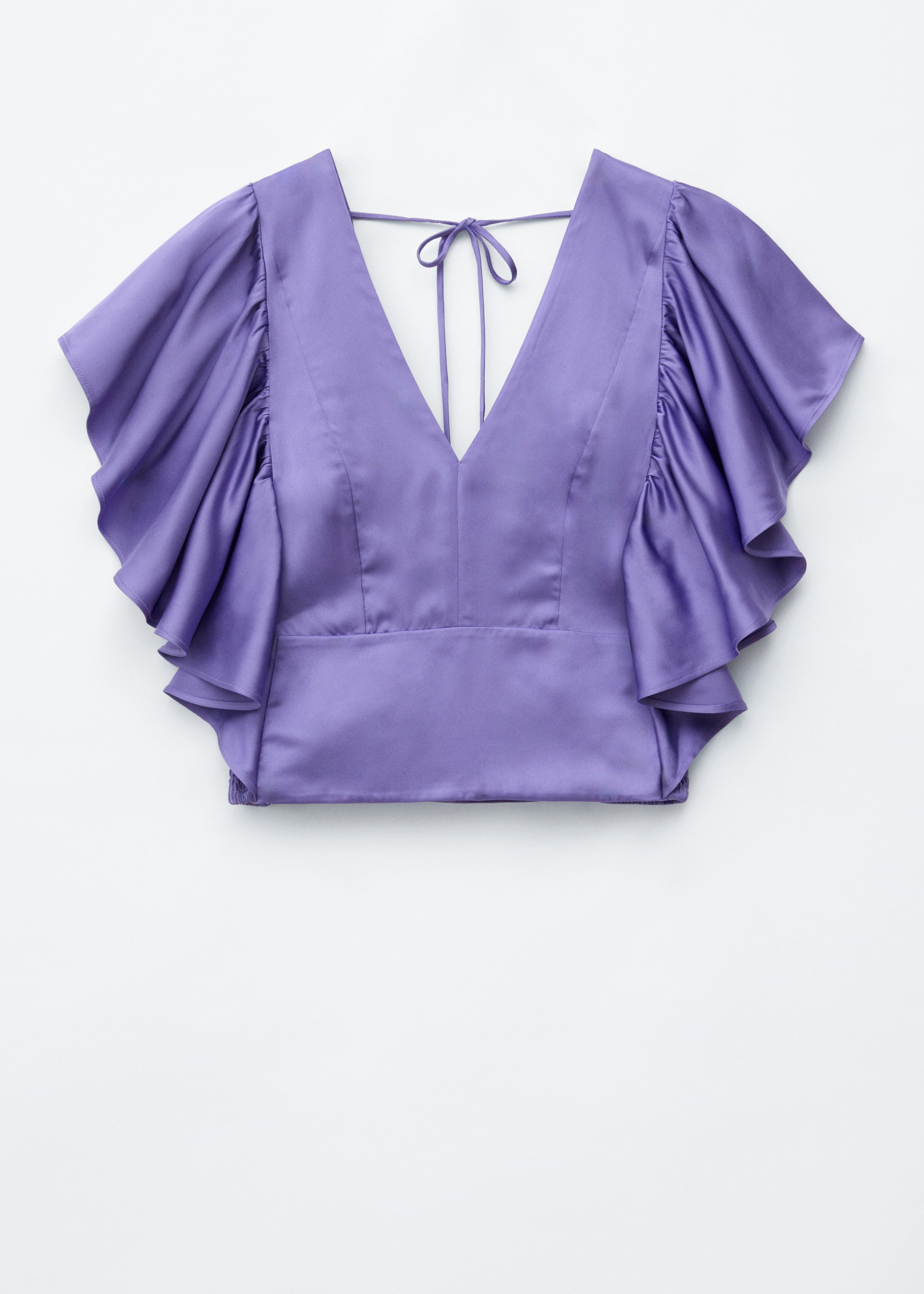 Blusa com folhos e decote em V-Purple