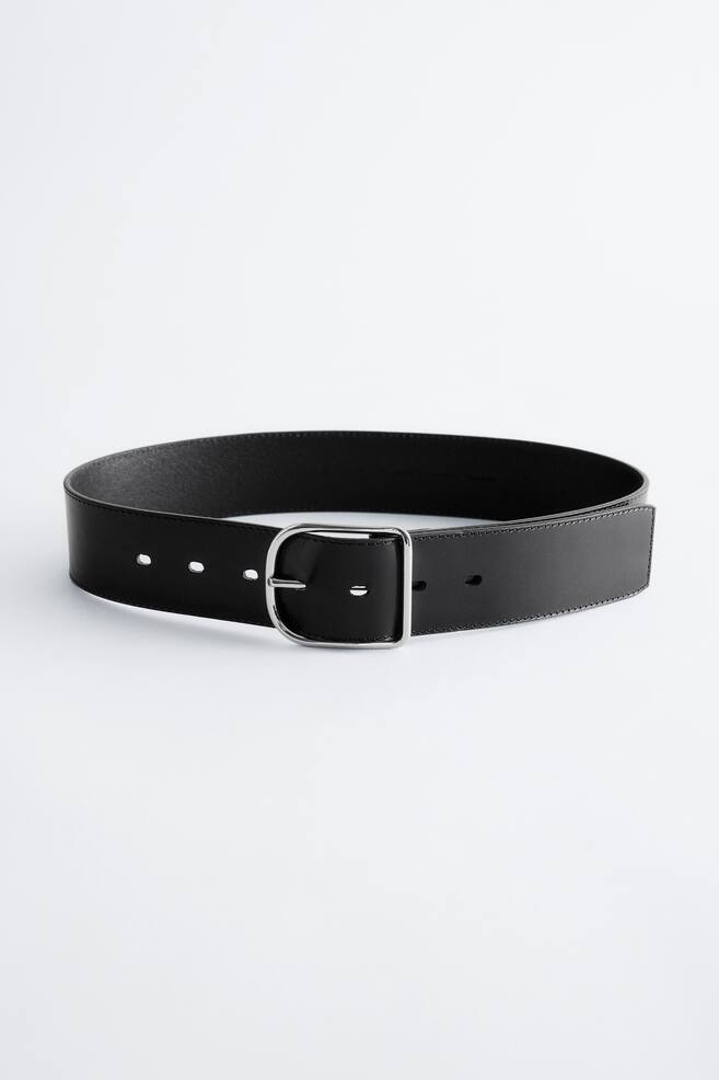 Ceinture en cuir classique - Noir/Vert kaki - 1