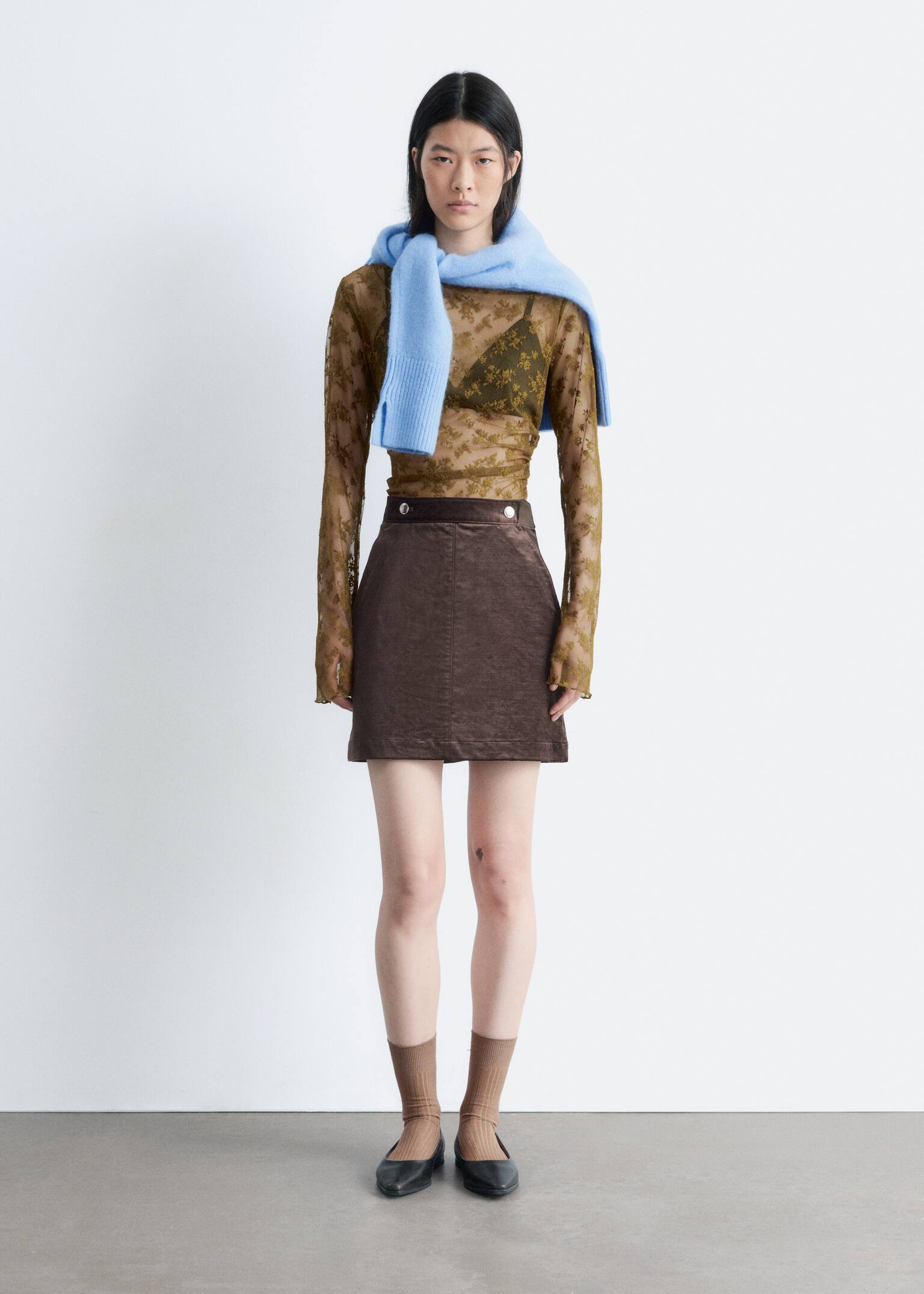 Minirock aus Samt - Dunkelbraun - 4