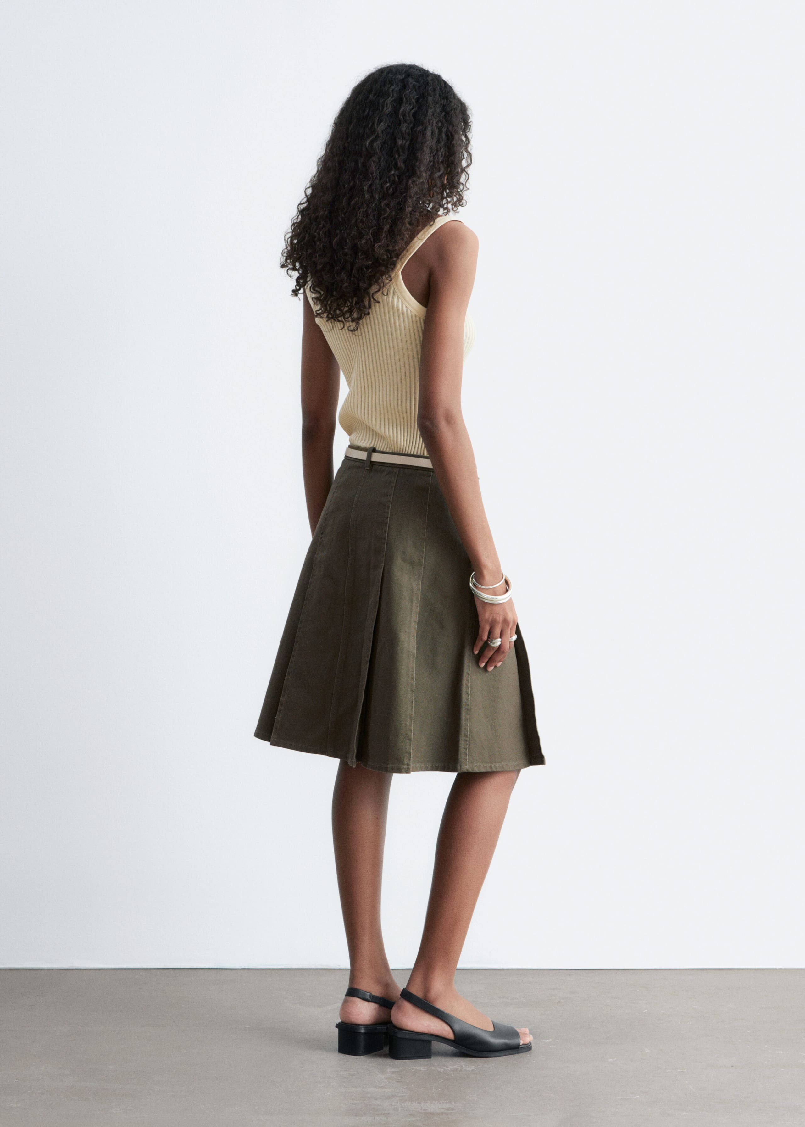 Image of Gonna midi in cotone a pieghe