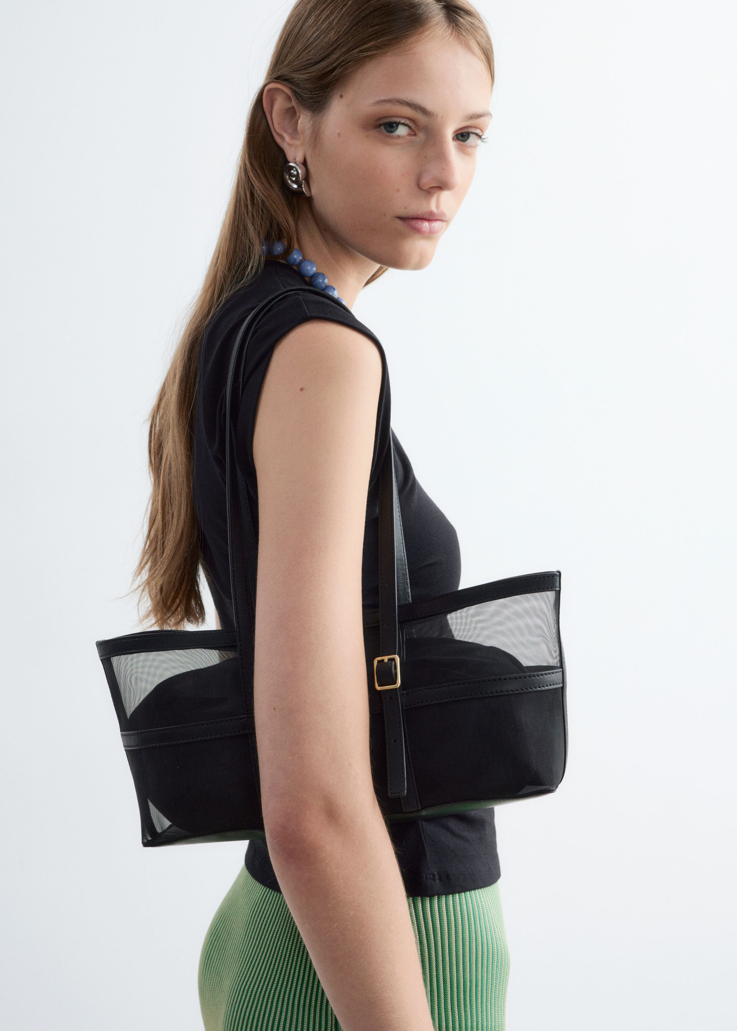 Leather-Trimmed Canvas Tote Bag - Black - Still Life
