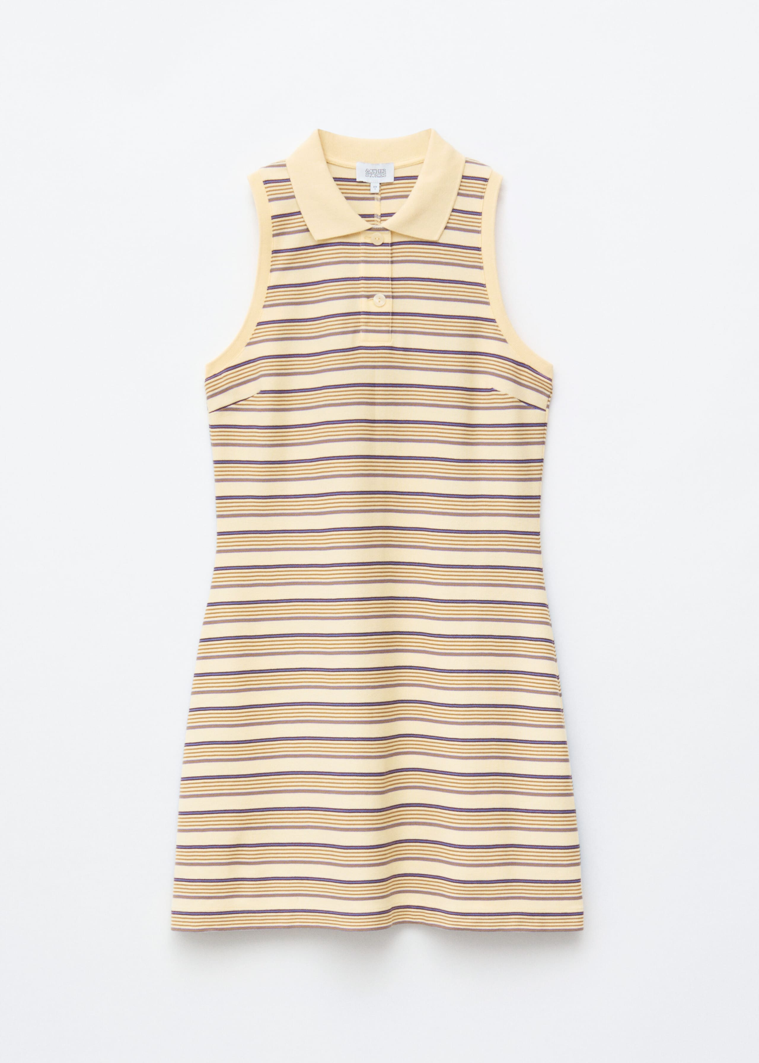 Image of Striped Cotton Mini Polo Dress