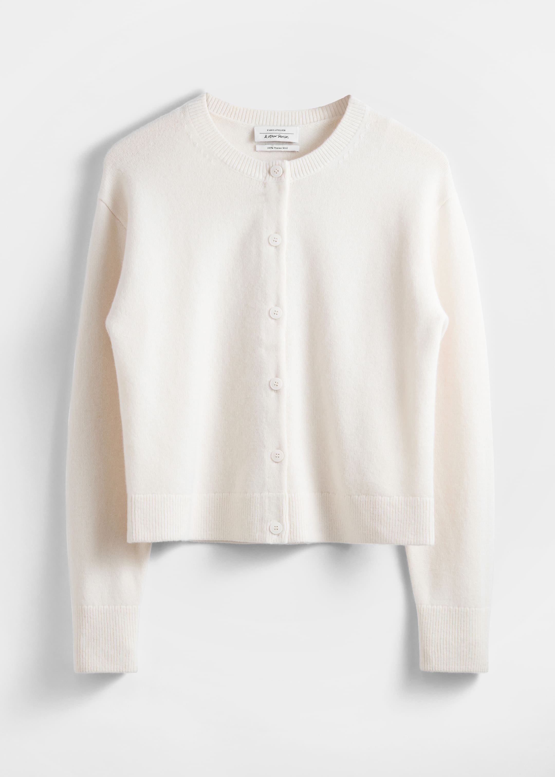 View larger image: Boxy Merino Wool Cardigan - Cream - Ladies | H&M GB 5