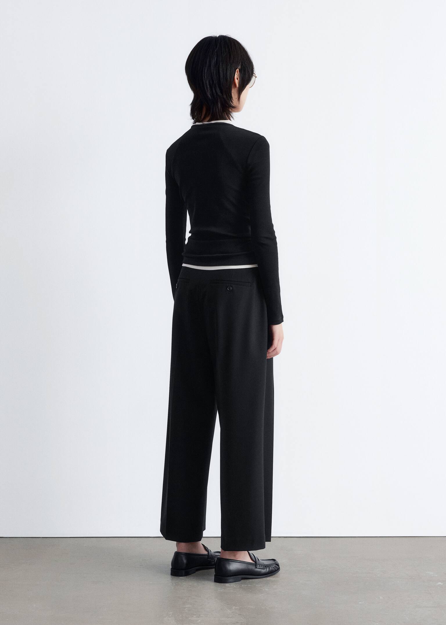 Geripptes Langarmshirt - Black/Hellgrau/Weiß - 4