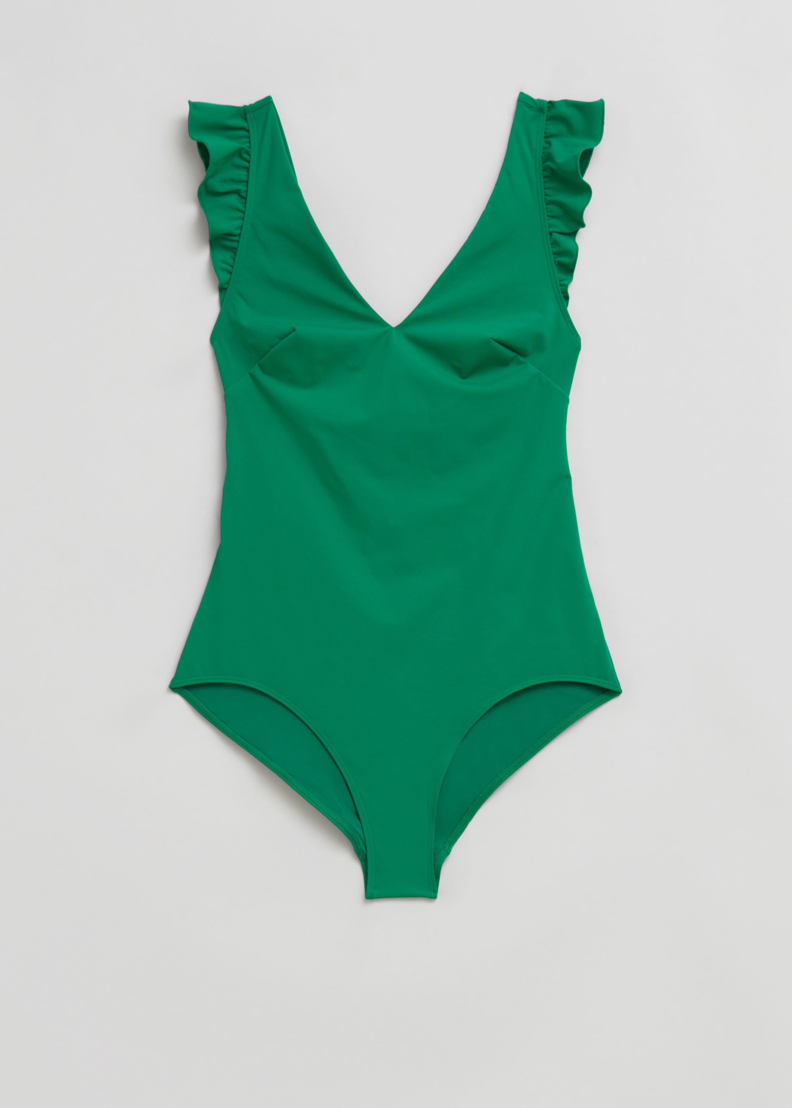 RuffledV-NeckSwimsuit - Sea green - Bodegón