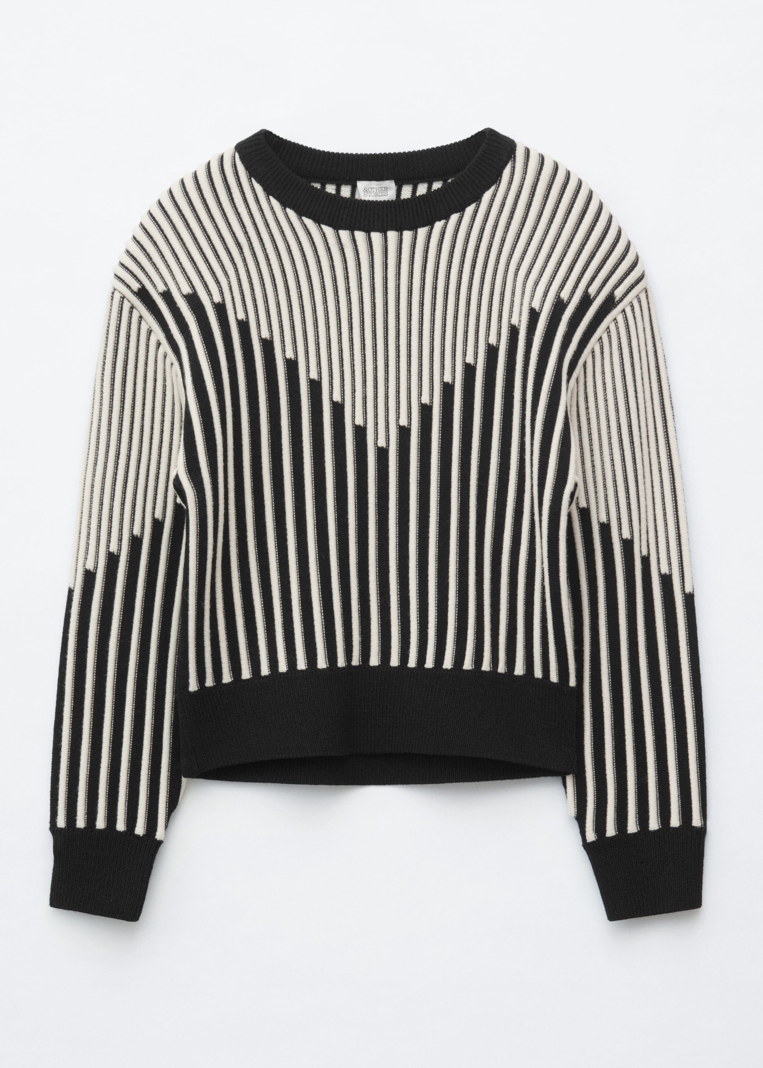 Structured Merino Jumper - White/Black - Still Life