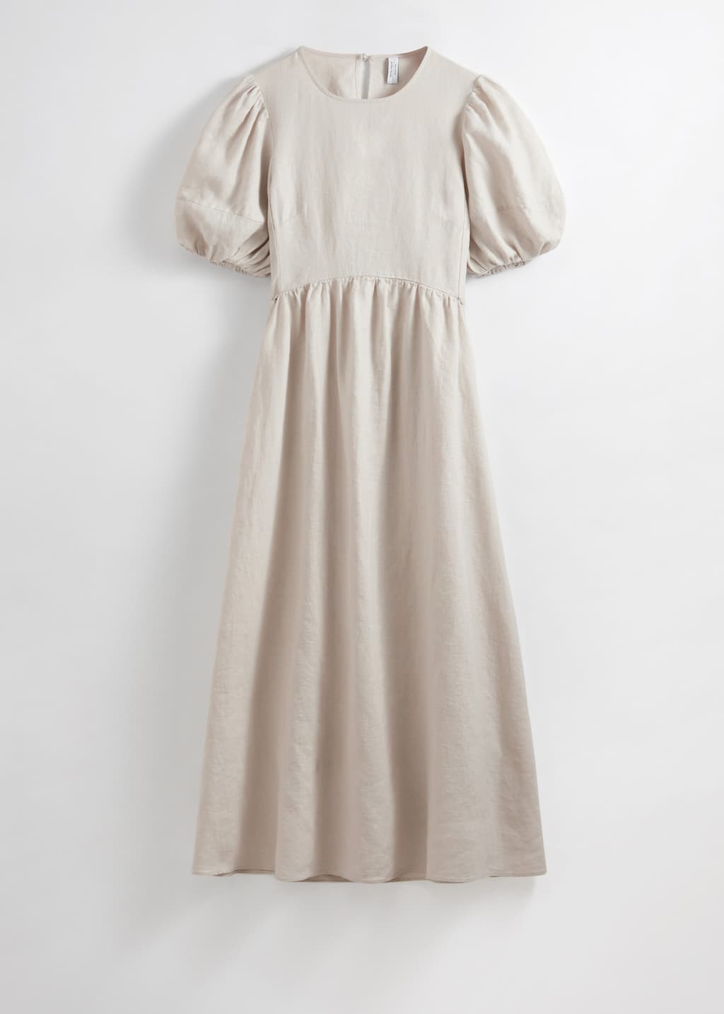 Vestido midi con mangas abullonadas - Negro - Bodegón
